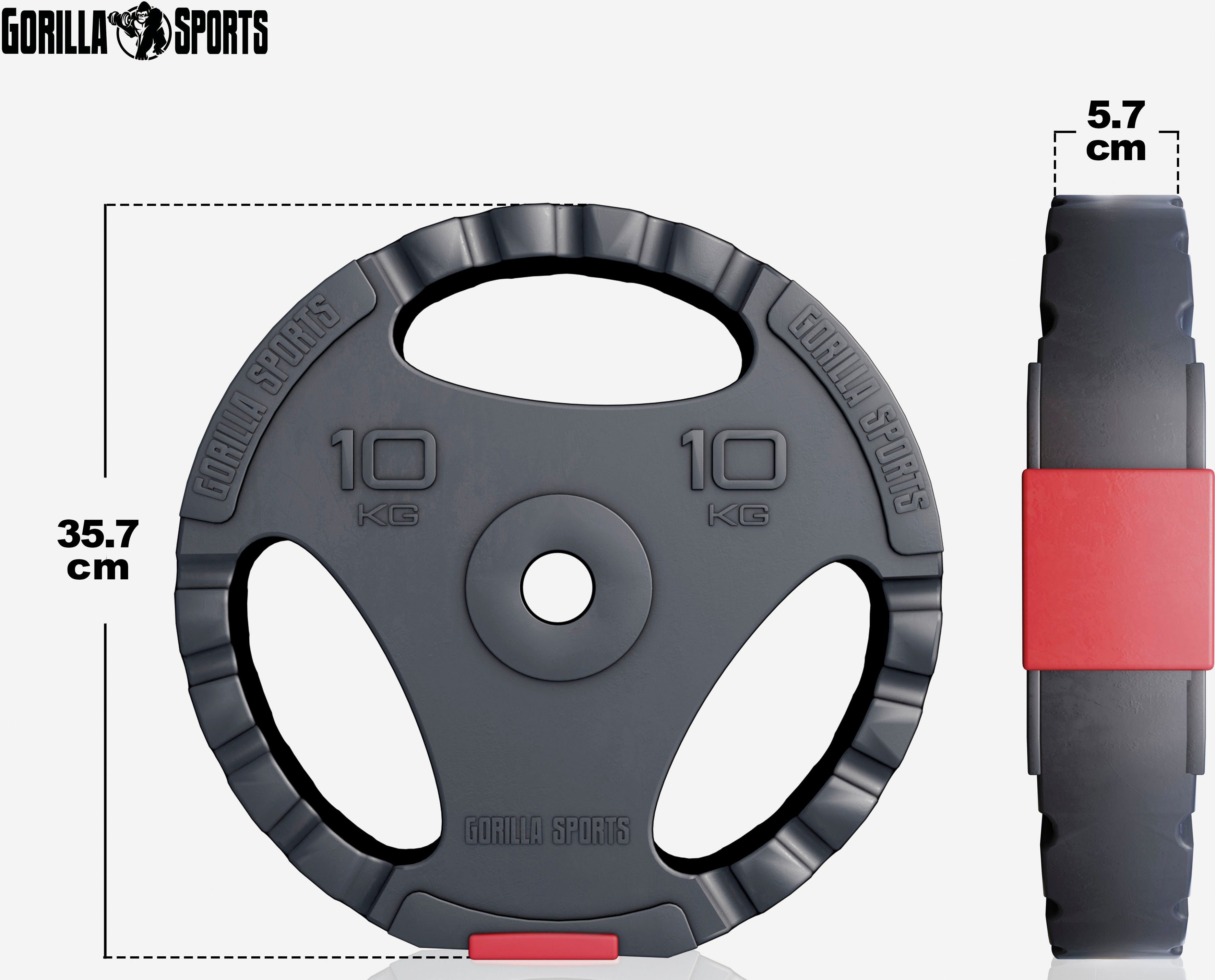 GORILLA SPORTS Hantel-Set 100 kg Kurzhanteln, Langhantel, Komplettset Curlstange mit Hanteln