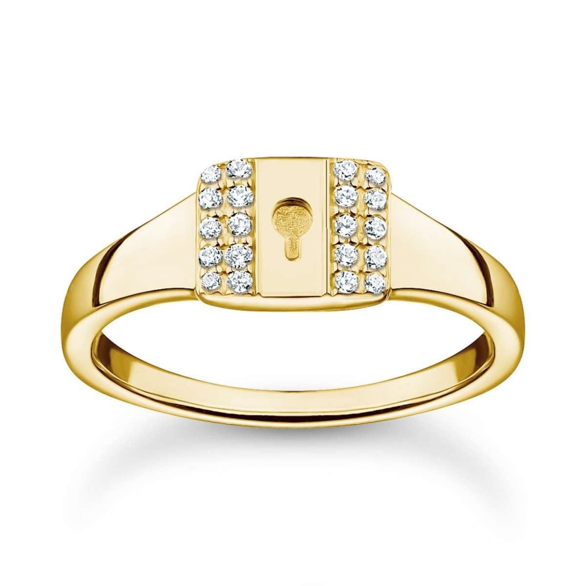 THOMAS SABO Silberring TR2372-414-14, Ring für Damen Schloss Goldfarben