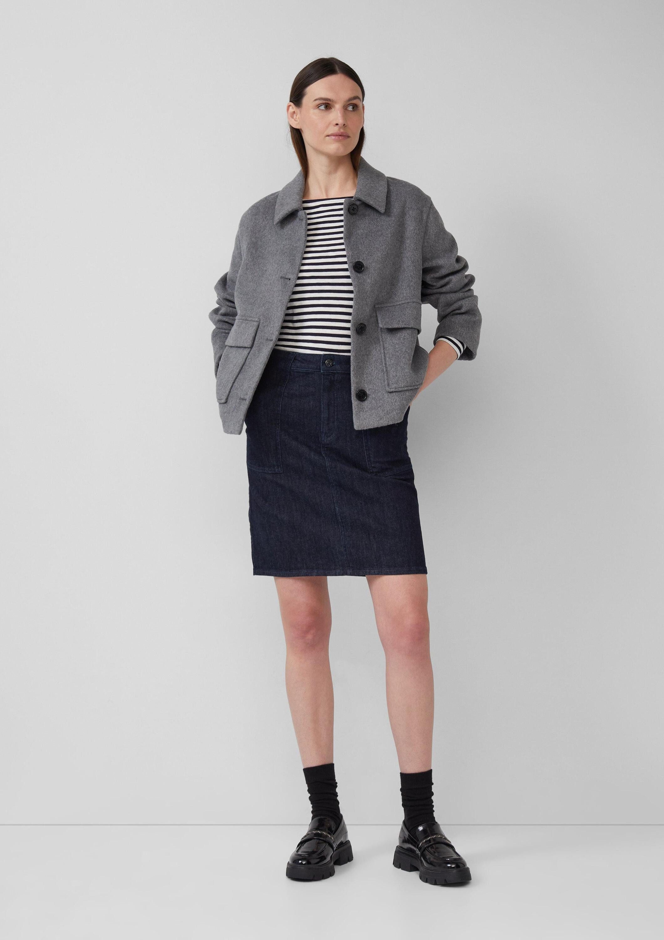 s.Oliver Minirock Rock Jeansrock mit aufgesetzten Taschen, 360° Denim