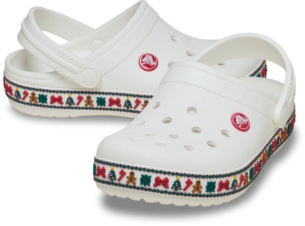 Crocs Crocband Holiday Clog K Clog Weihnachtsschuh, Hausschuh mit bunter Bordüre