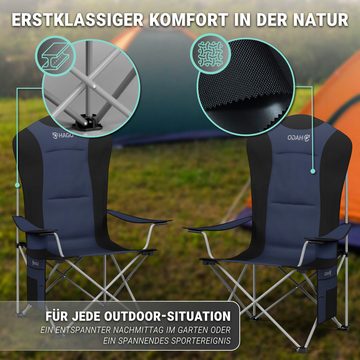 HAGO Campingstuhl Outdoor Campingstuhl Klappbar Wetterfest mit Getränkehalter Seitentasc, Klappbar,Leicht,Transportabel