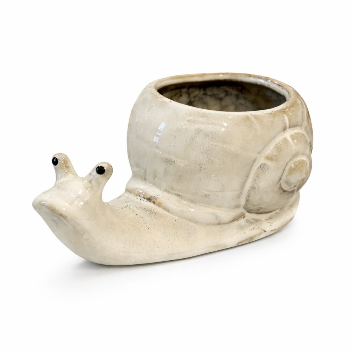 finehomegarden Dekofigur Schnecke Keramik Pflanzgefäß creme 18x8,5cm Dekorative Schnecke (1 St), zum Bepflanzen Gartenfigur & Blumentopf für Garten, Balkon & Terrasse