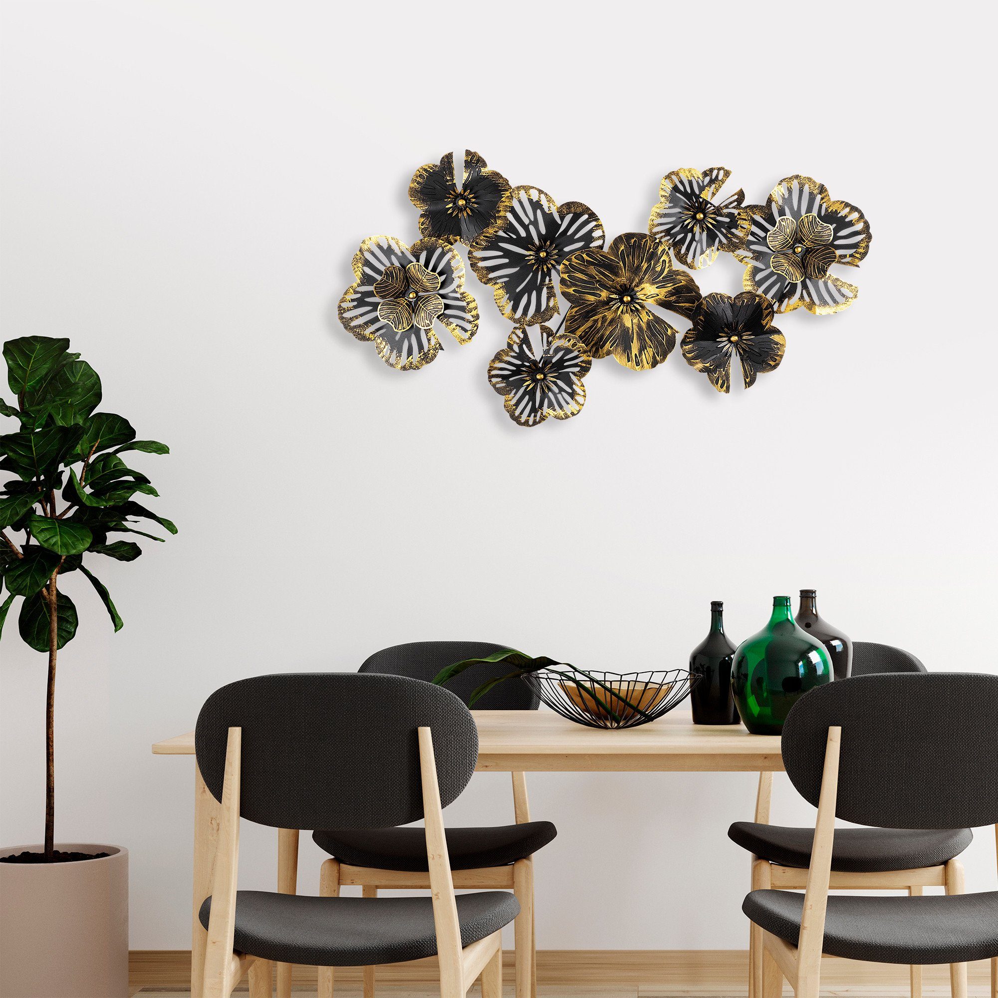 Wallity Wanddekoobjekt TNL1918, Schwarz,Gold, 104 x 70 x 10 cm, 100% Metall