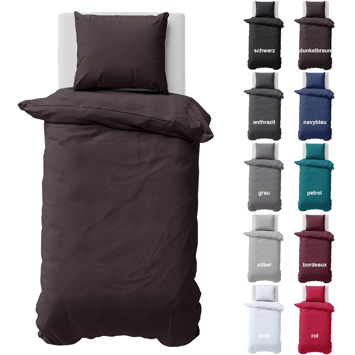 Visaggio Bettwäsche Baumwolle Uni Bettbezug Set Einfarbig 135x200, 155x220, günstig online kaufen