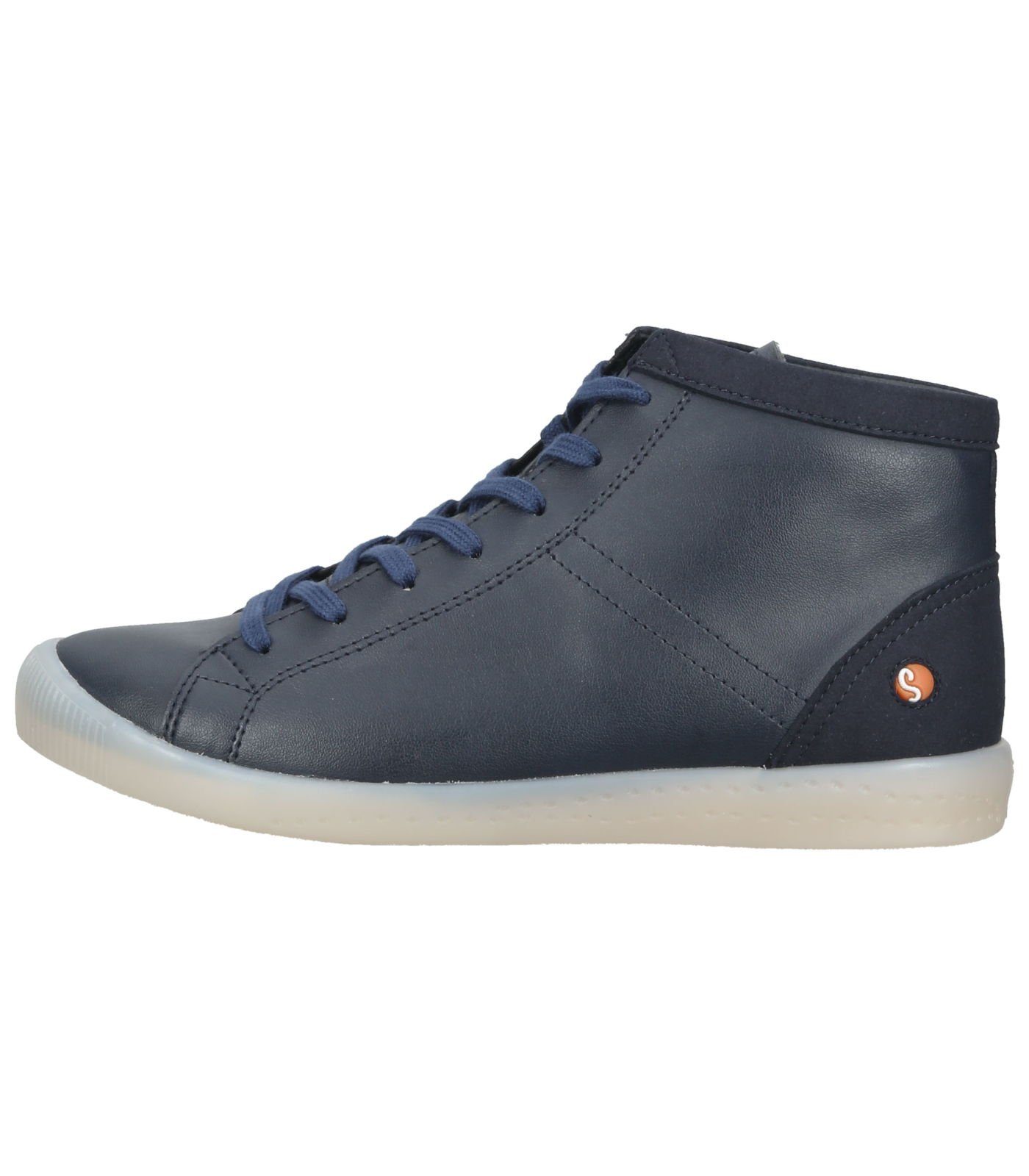 SUEDE) Blau softinos Stiefelette W/NAVY (NAVY Lederimitat Schnürstiefelette VEGAN