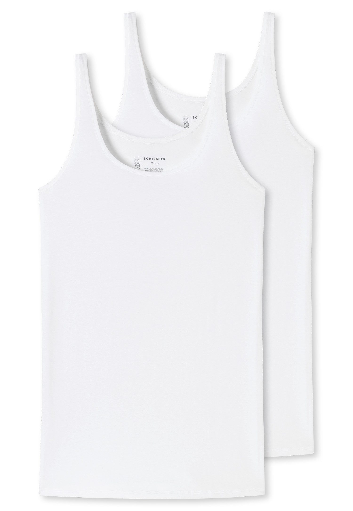 Schiesser Trägertop 95/5 (2er Pack) Single-Jersey Qualität, Rundhalsausschnitt, Cotton-Mix