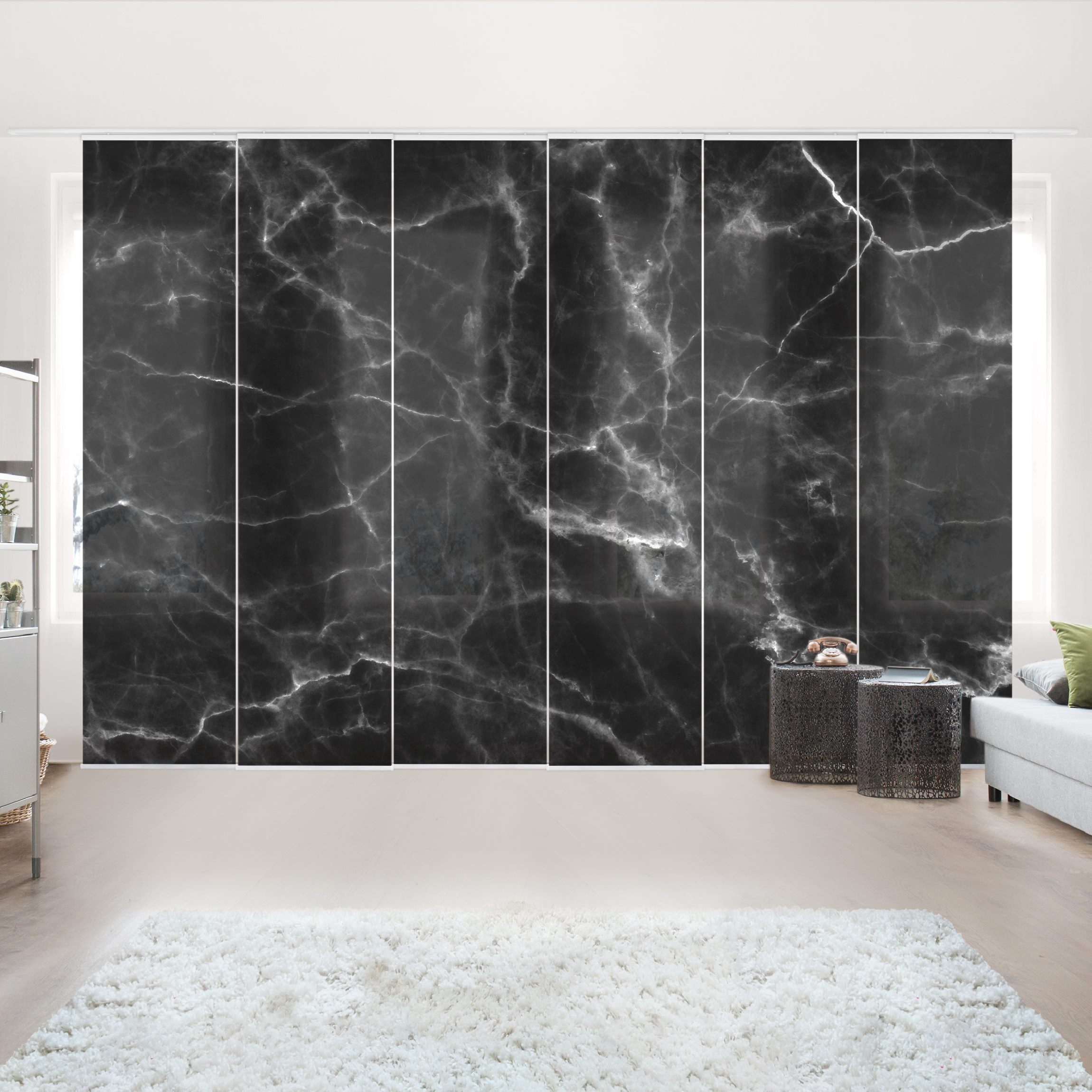 Bilderdepot24 Schiebegardine modern Flächenvorhang blickdicht Nero günstig online kaufen