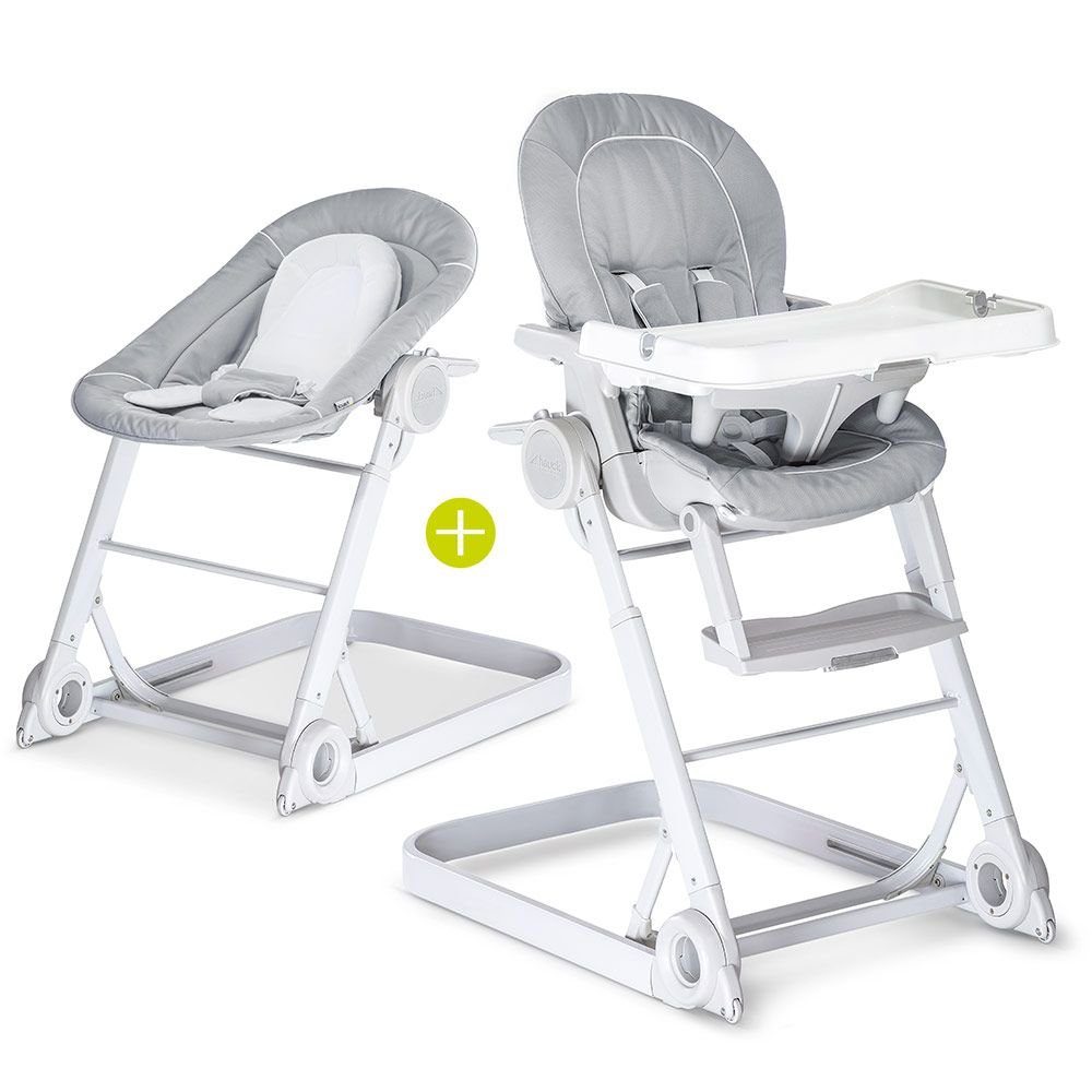 Hauck Hochstuhl Sitn Care - Stretch Grey, Babystuhl & Babyliege ab Geburt  mit Liegefunktion und Aufsatz für Neugeborene - inkl. Tisch, klappbar,  mitwachsend & höhenverstellbar