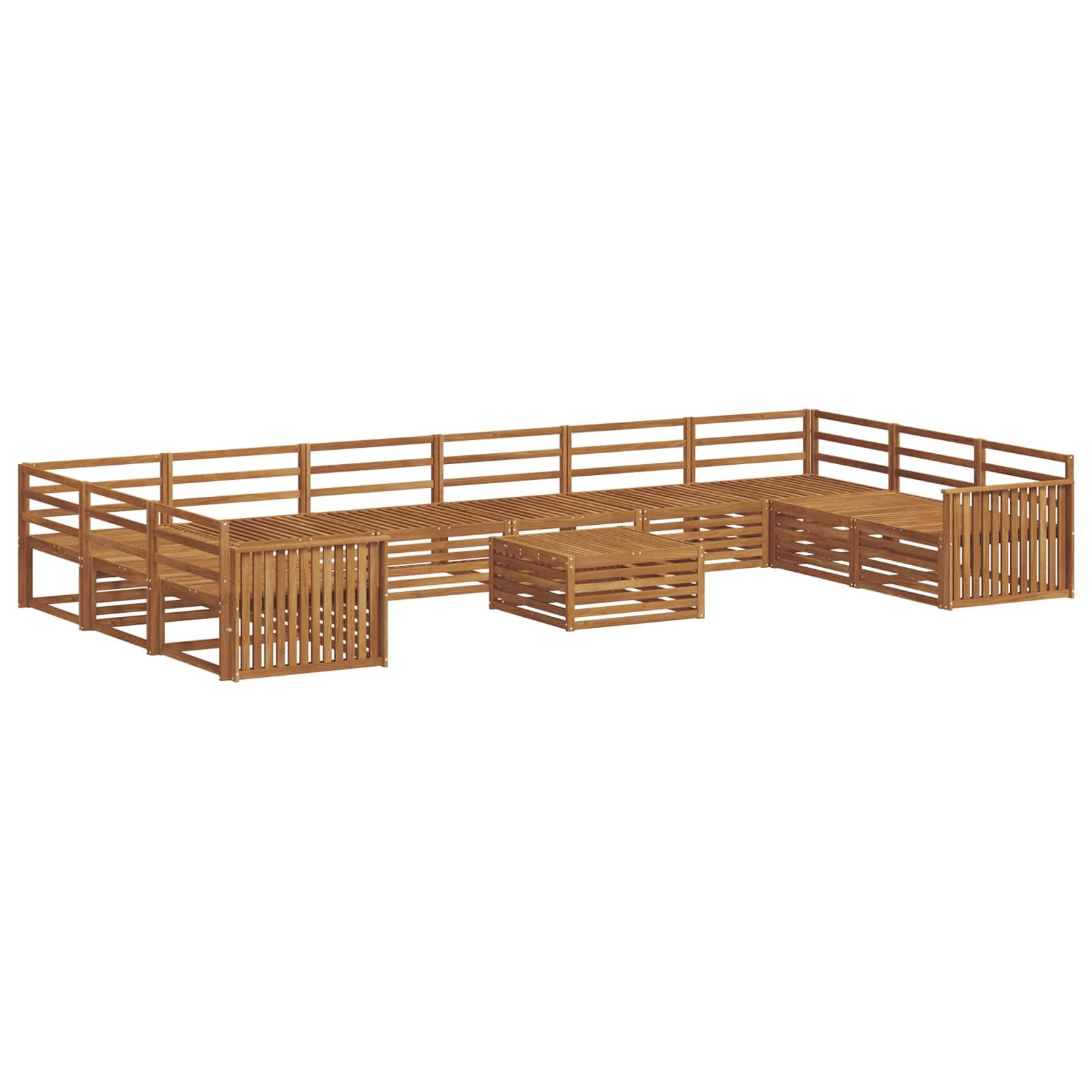 vidaXL Gartenlounge-Set Sofagarnituren 11 stk. Natur Massivholz, (11-tlg)