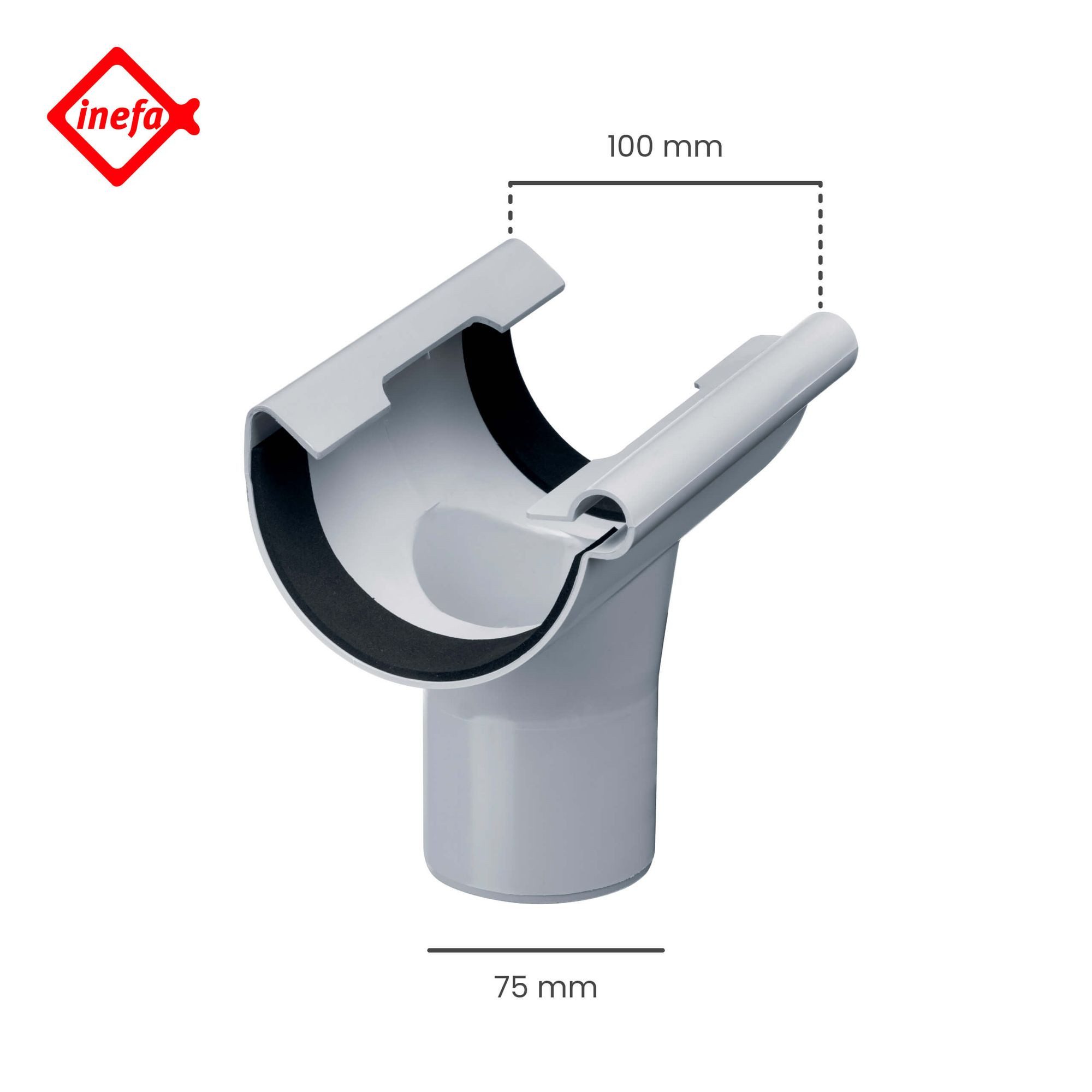 INEFA Dachrinne Ablaufstutzen, halbrund, NW 100 / DN 75, für Halbrundrinne, Einhängestutzen, Fallrohr, Dachentwässerung
