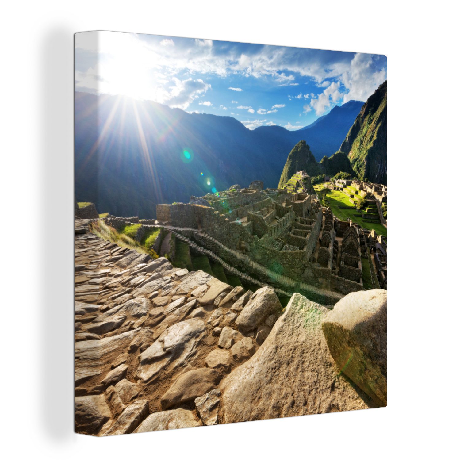 Bilder Sonne, Machu Picchu St), - Wohnzimmer Leinwand Schlafzimmer OneMillionCanvasses® für (1 Leinwandbild - Peru