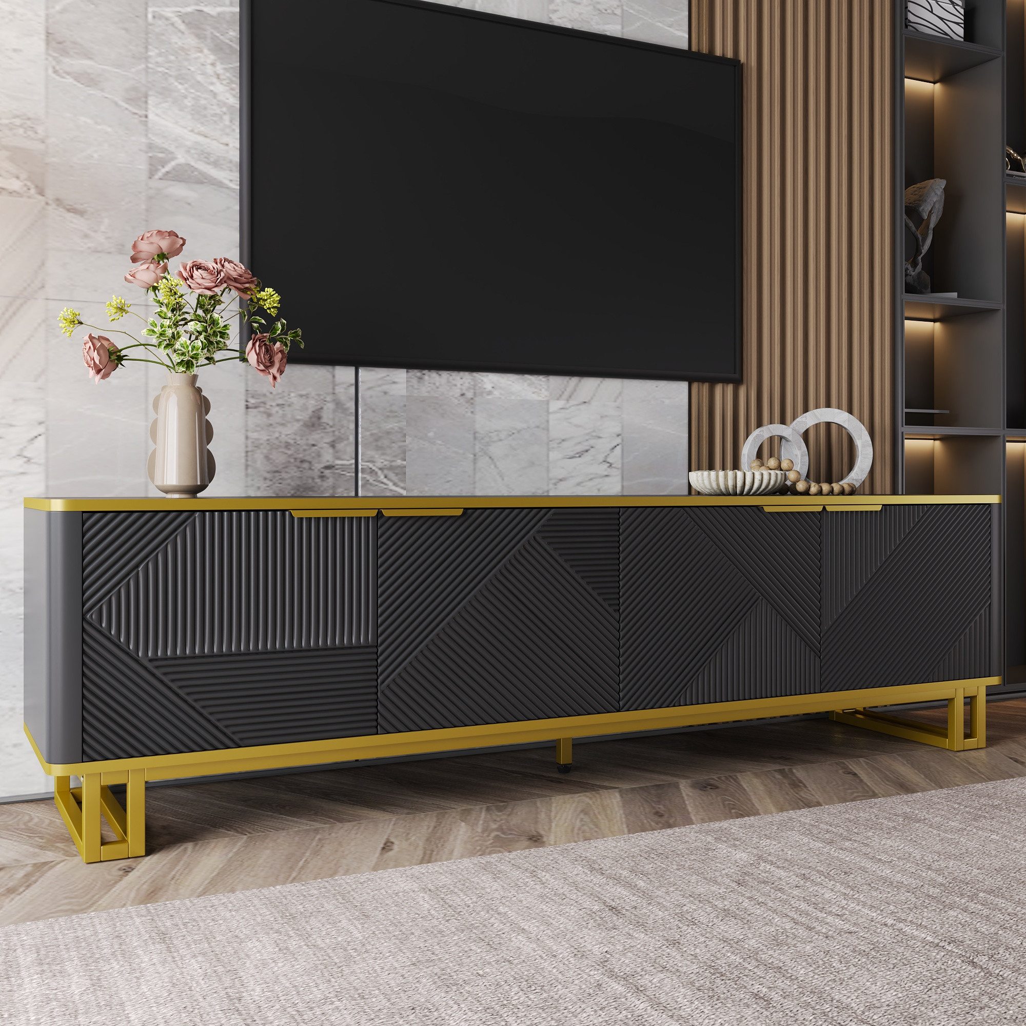 TV-Schrank Lowboard, Fernsehtisch, Wohnzimmerschrank