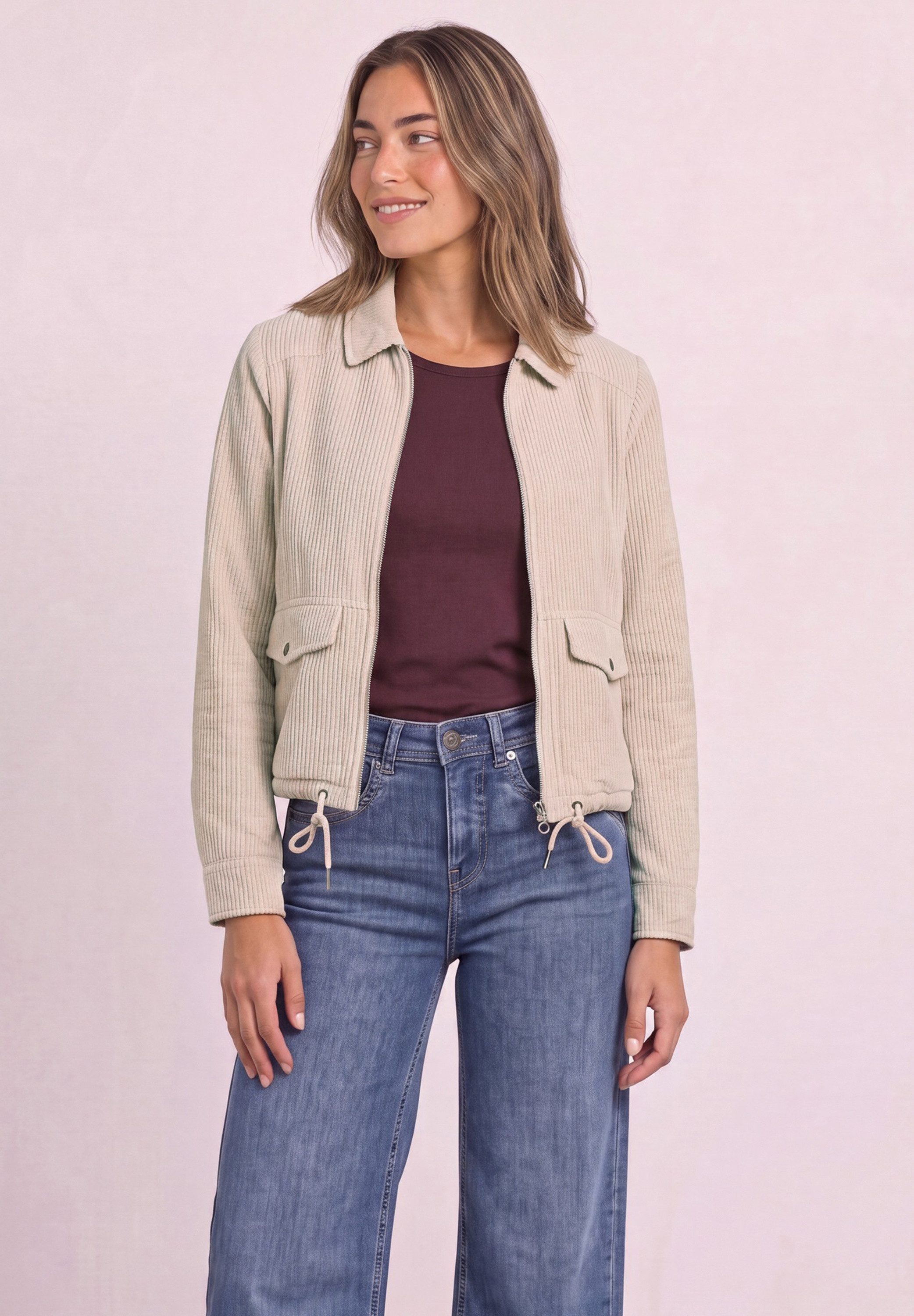 STREET ONE Cordjacke mit Tunnelzugsaum