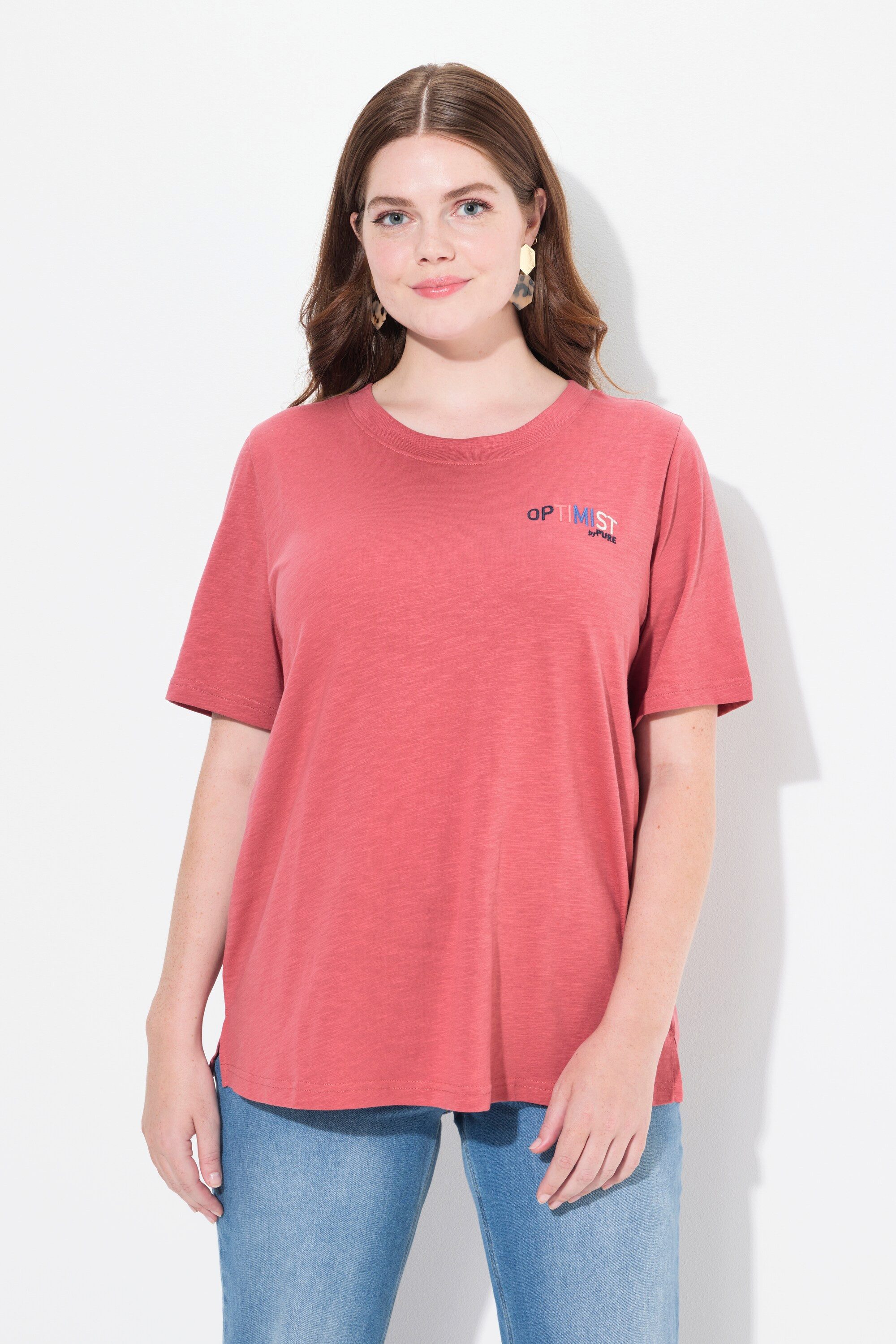 Ulla Popken T-Shirt T-Shirt Optimist Rundhals günstig online kaufen