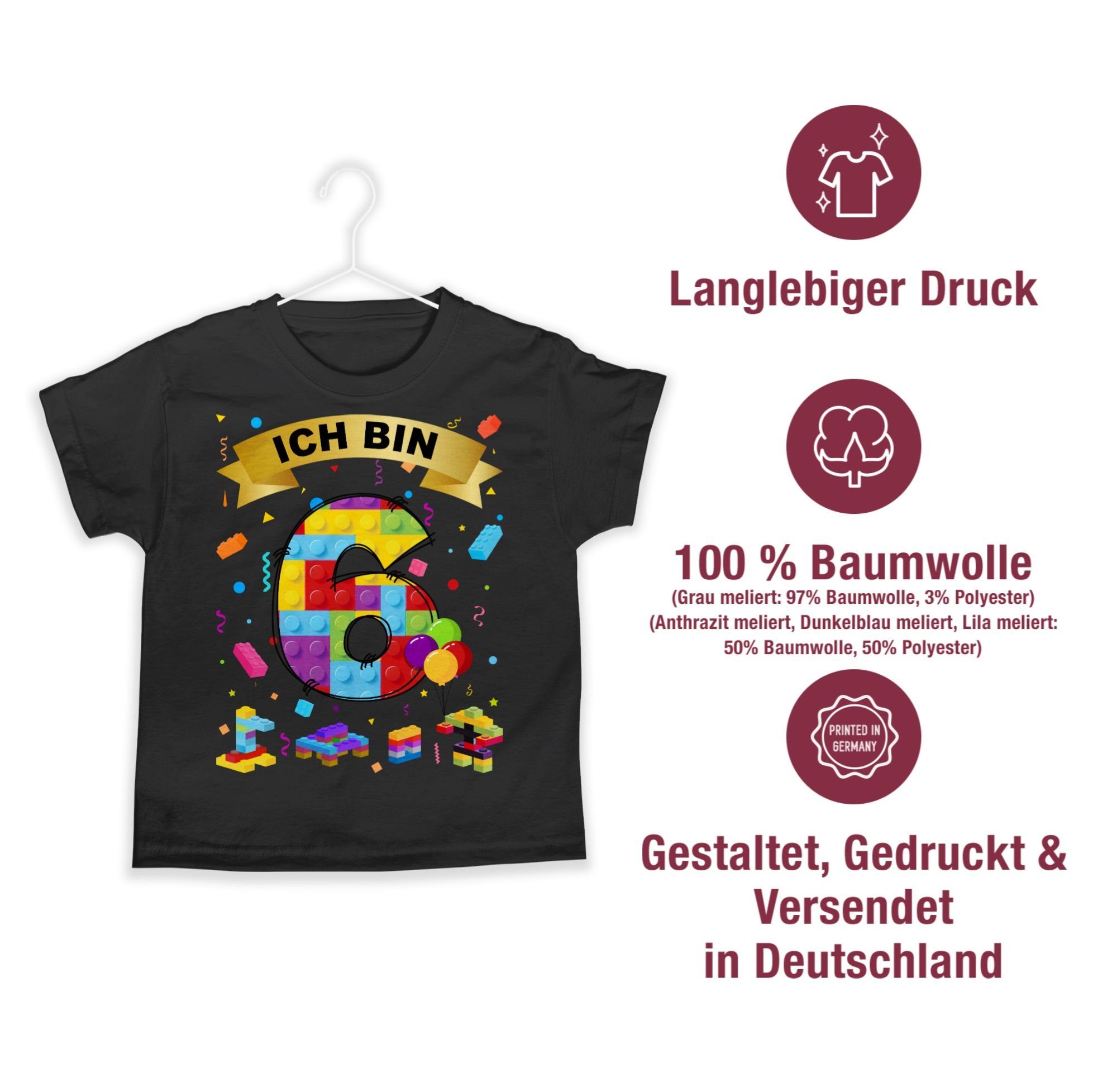 Bausteine Geburtstag 03 T-Shirt bin Shirtracer 6 Schwarz 6. Ich