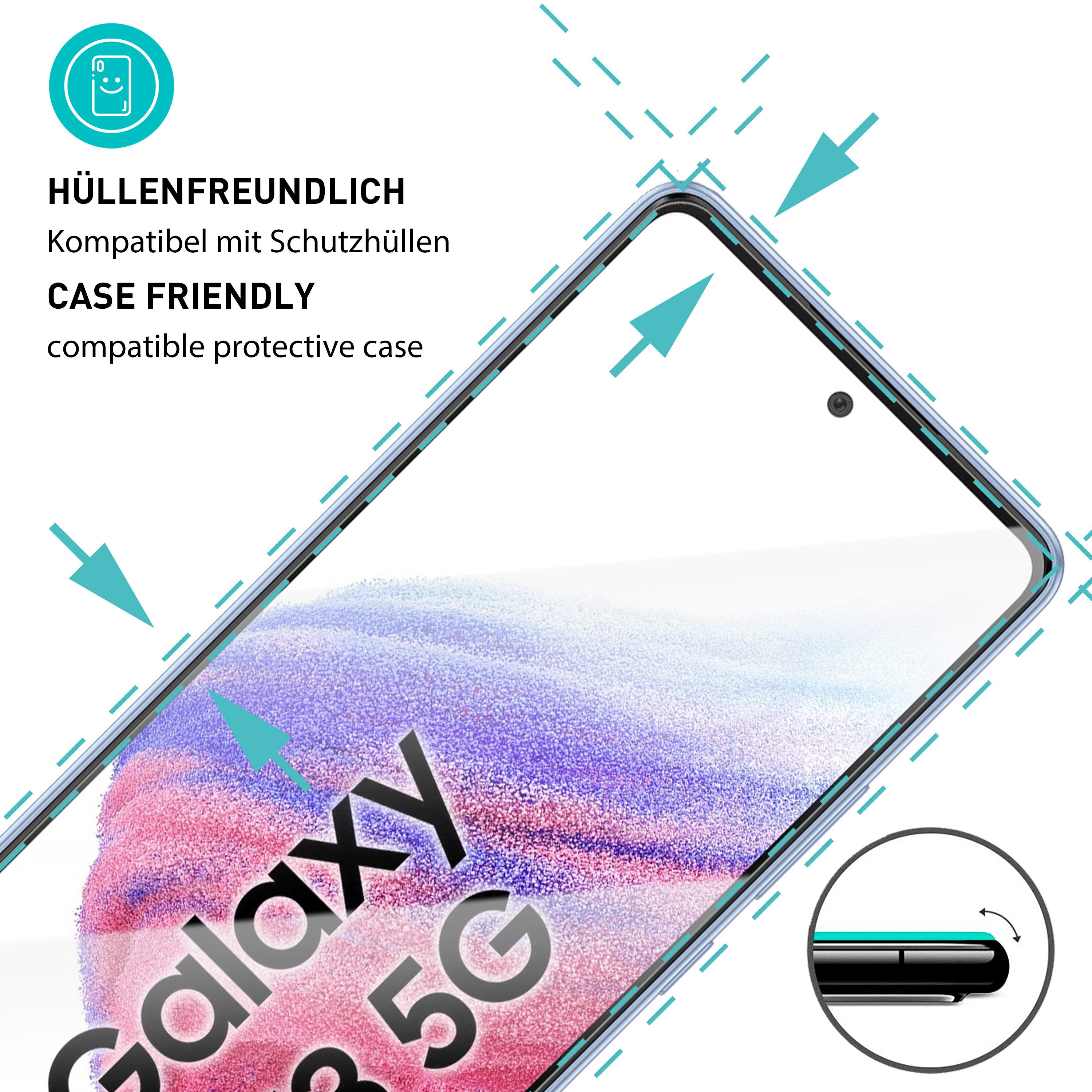 smartect Displayschutzglas Schutzglas Panzerfolie Klar für Samsung Galaxy A53 5G, Set, 3 Stück, Schutzfolie Glasschutz Bildschirm