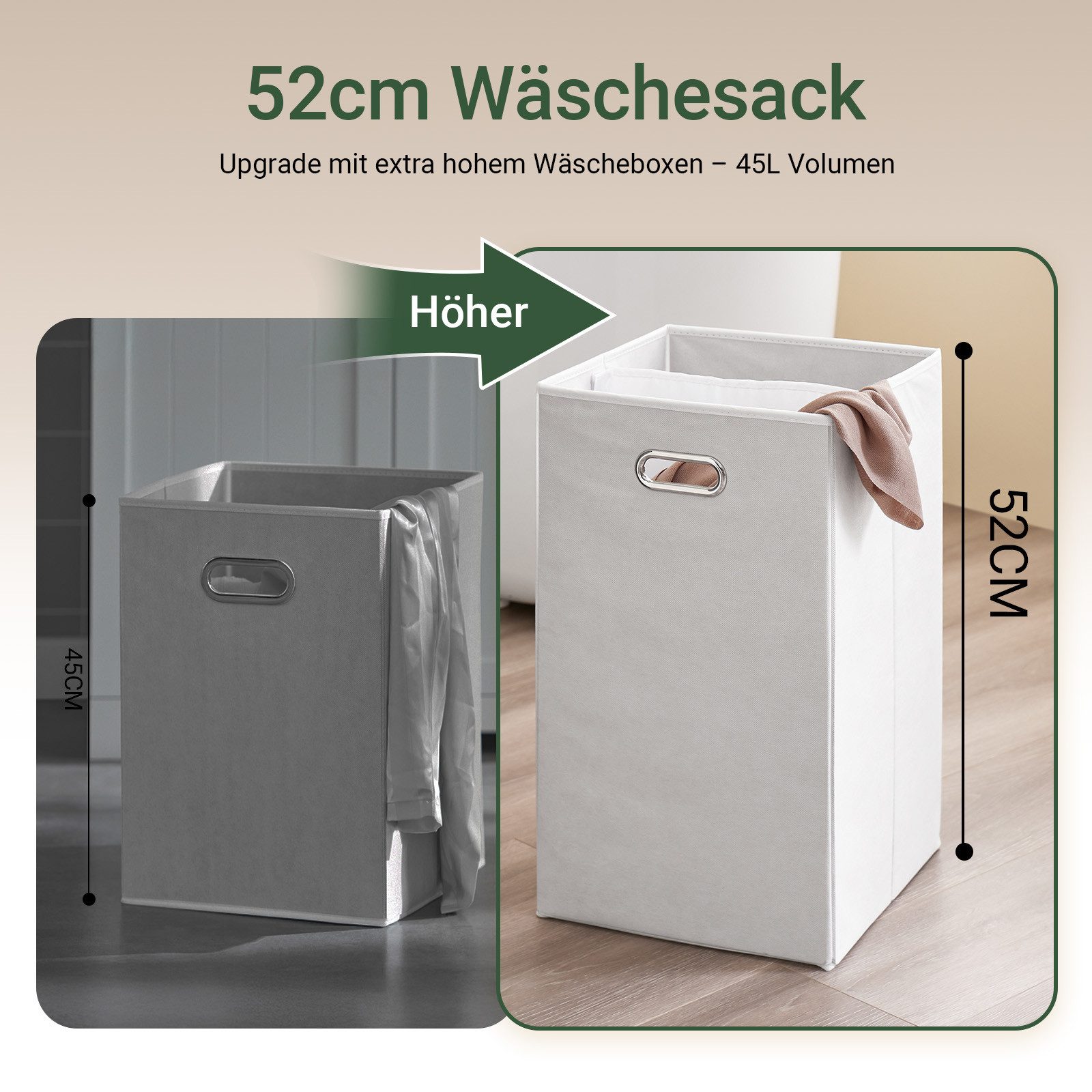 SoBuy Wäscheschrank BZR21, Badschrank mit Wäschekorb, Badkommode, Bad Waschküche Wohnung mit ausklappbarem Wäschetruhe Wäschesammler mit Schubladen Wäschekorb – Bild 5 von 5