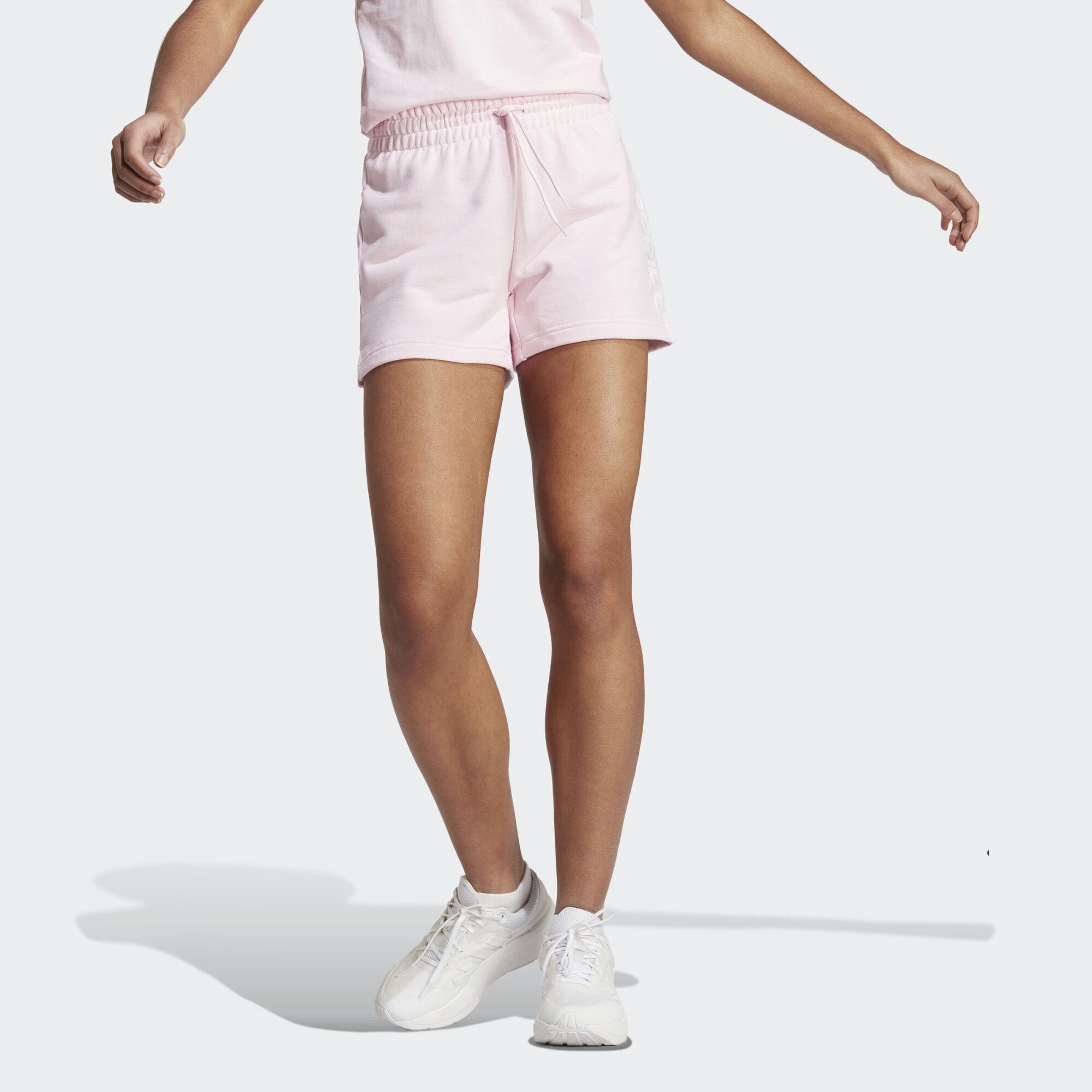adidas Sportswear Shorts ESSENTIALS LINEAR FRENCH TERRY SHORTS Clear Pink / White