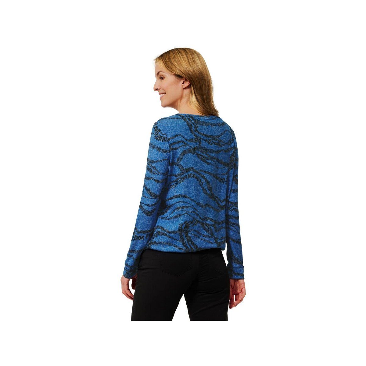 Cecil Langarmshirt 24634 (1-tlg) mid blue dunkel-blau