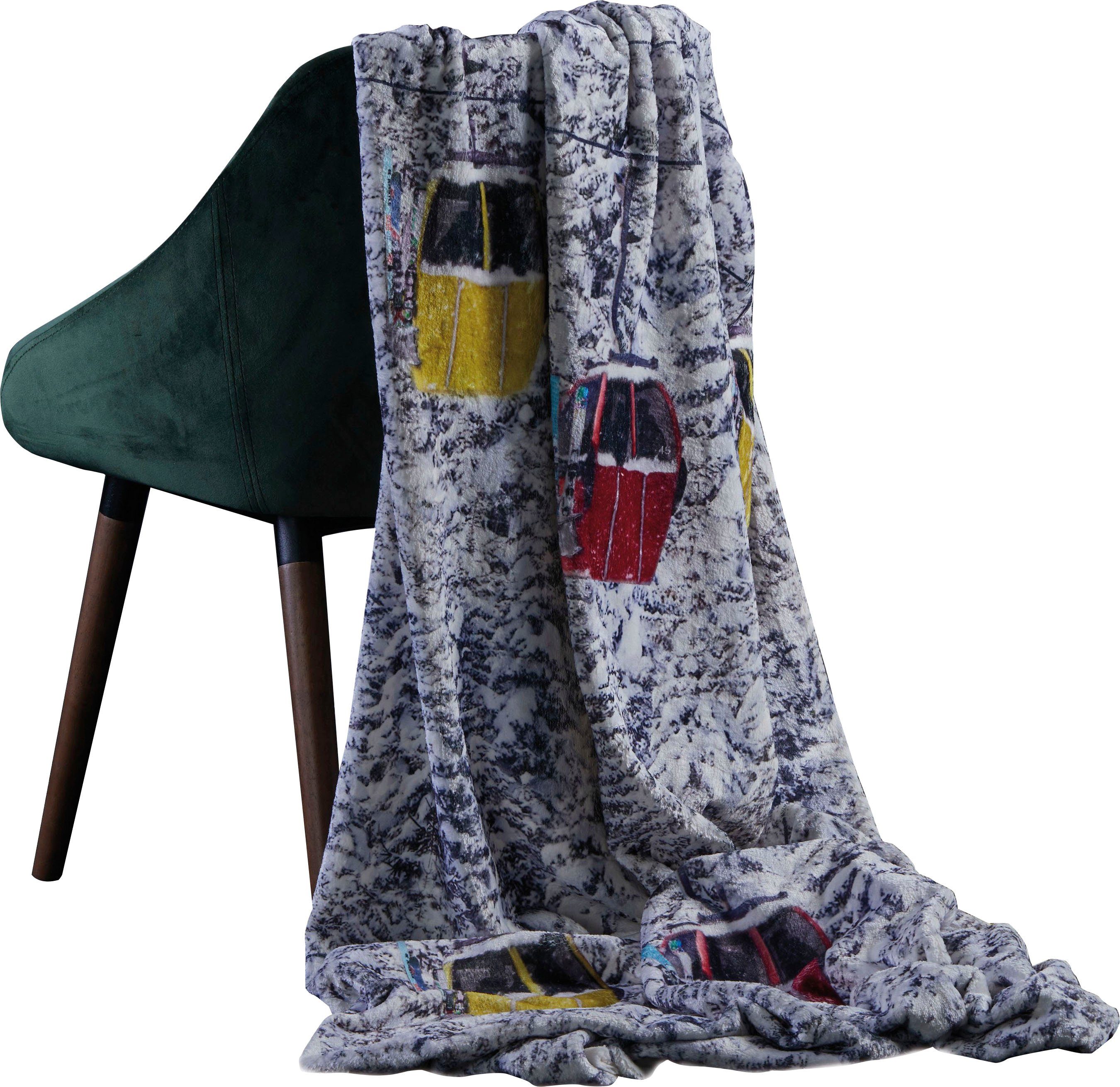 romantisch APELT, mit Kuscheldecke verschneiter Plaid Winterwald-Kulisse, Enni,