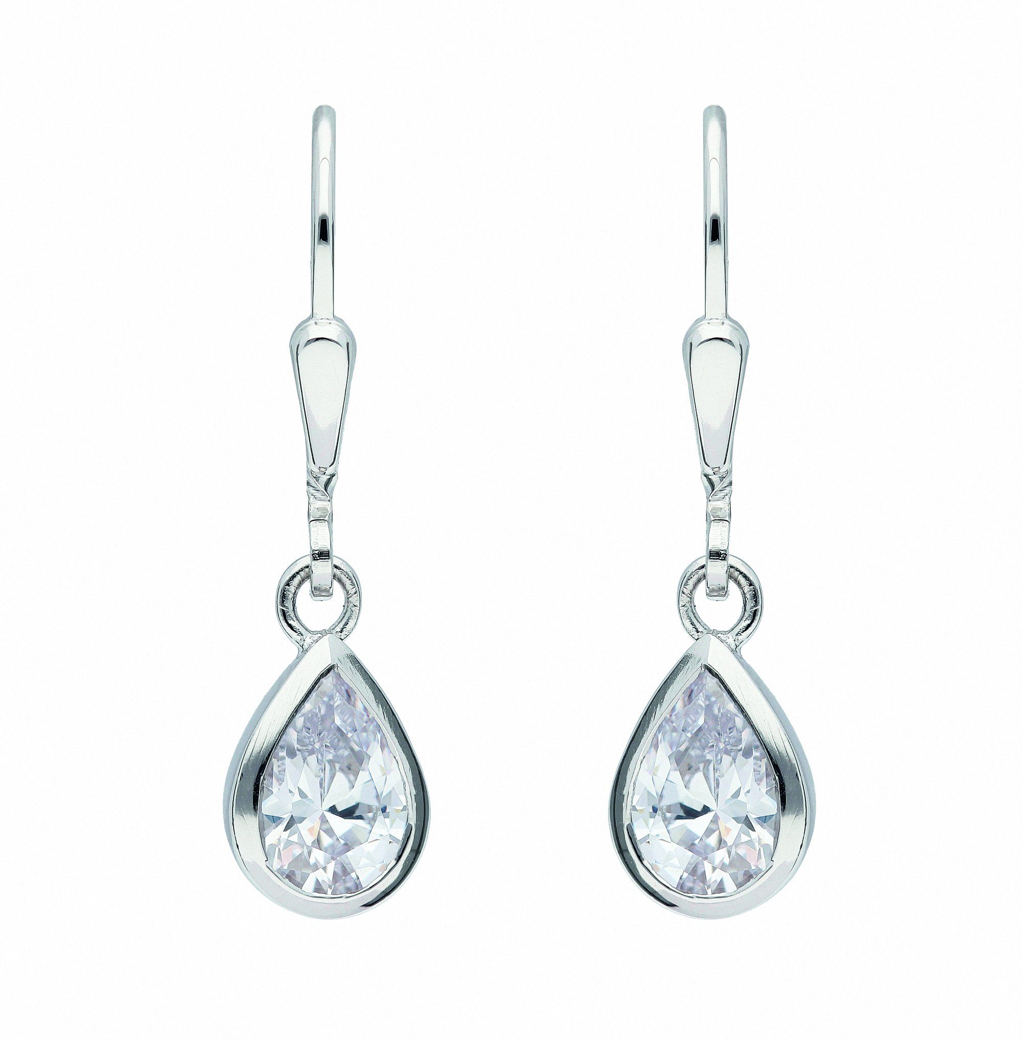 Adelia´s Paar Ohrhänger Damen Silberschmuck, 925 Sterling Silber  Silberschmuck für Damen, Maße - Breite 6,9 mm - Höhe 8,5 mm