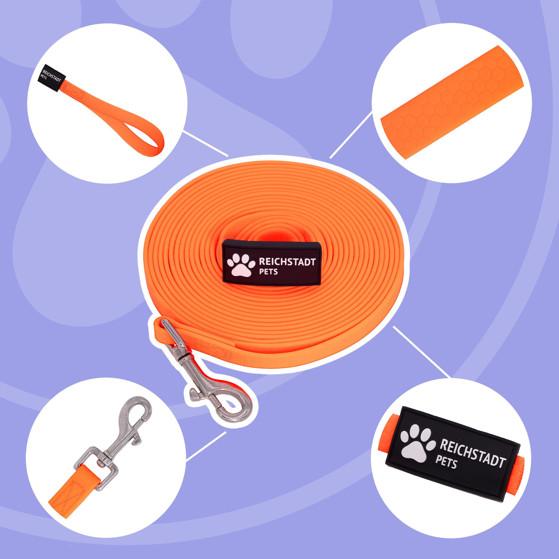 Reichstadt Hundeleine RS Pets Führleine Texturierte PVC 25RSP085, PVC, Weiche Handschlaufe mit Soft-Wrist-Strap