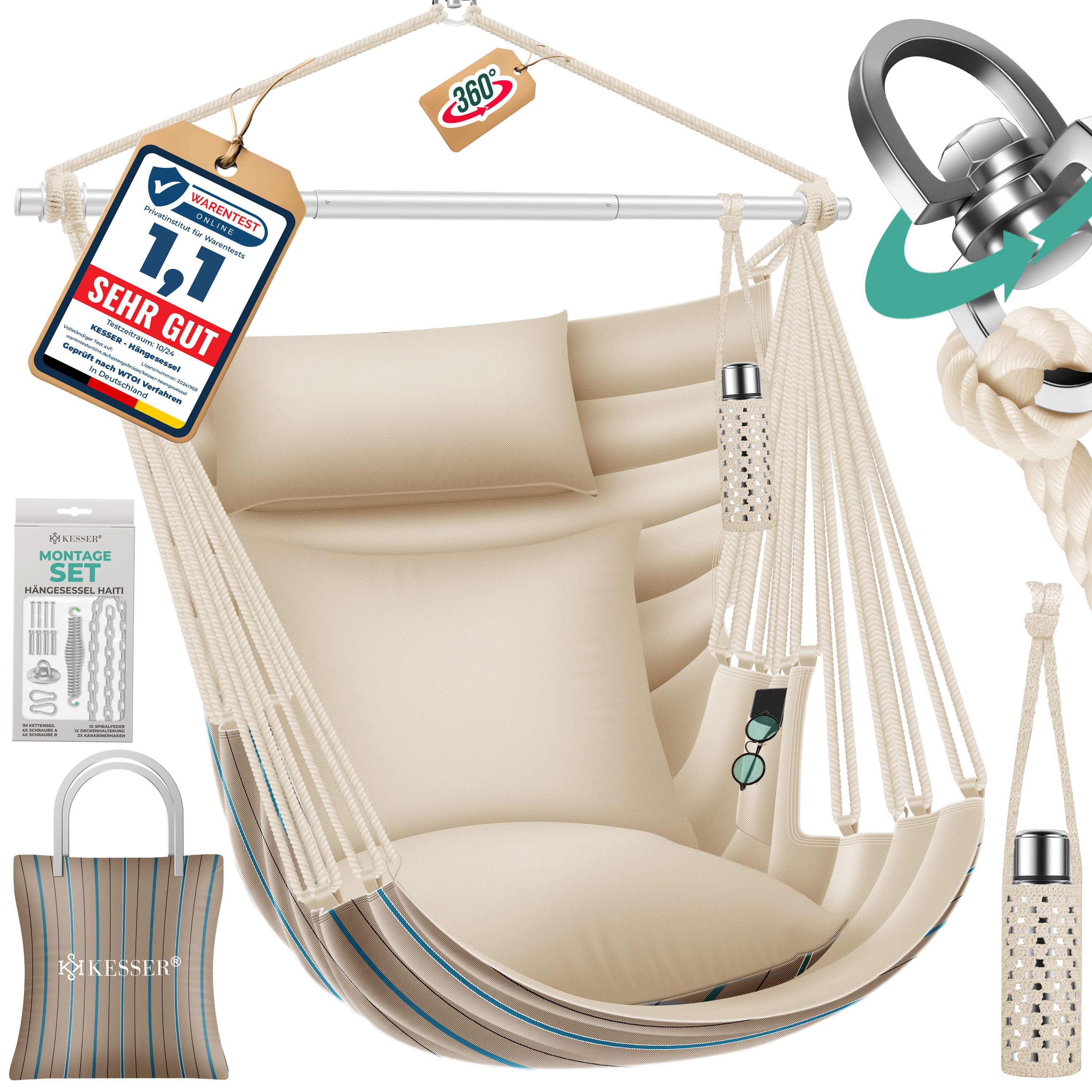 KESSER Hängesessel Haiti 150kg Traglast, Indoor & Outdoor Hängestuhl (Hänge günstig online kaufen