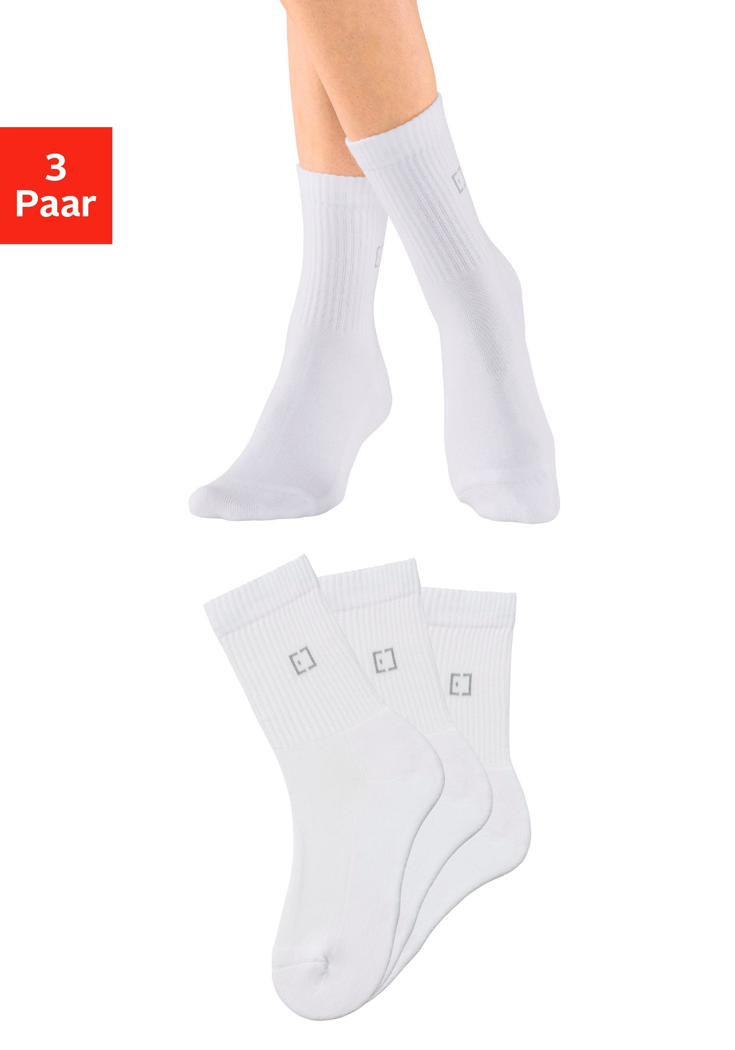 Elbsand Socken (3-Paar) mit eingestricktem Markenlogo und Schriftzug 3x weiß