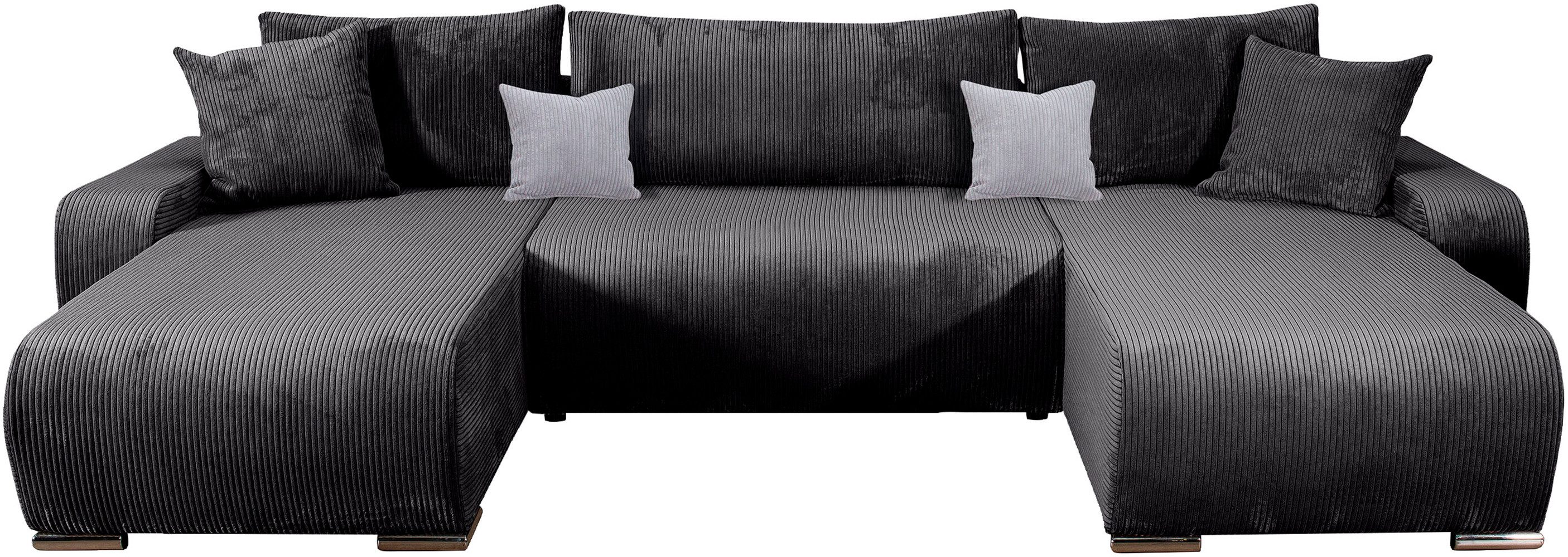 COLLECTION AB Wohnlandschaft Paola U-Form, Breite 314 cm, Wohnlandschaft,2 Ottomane,Bonnelfederkern,Rückenkissen