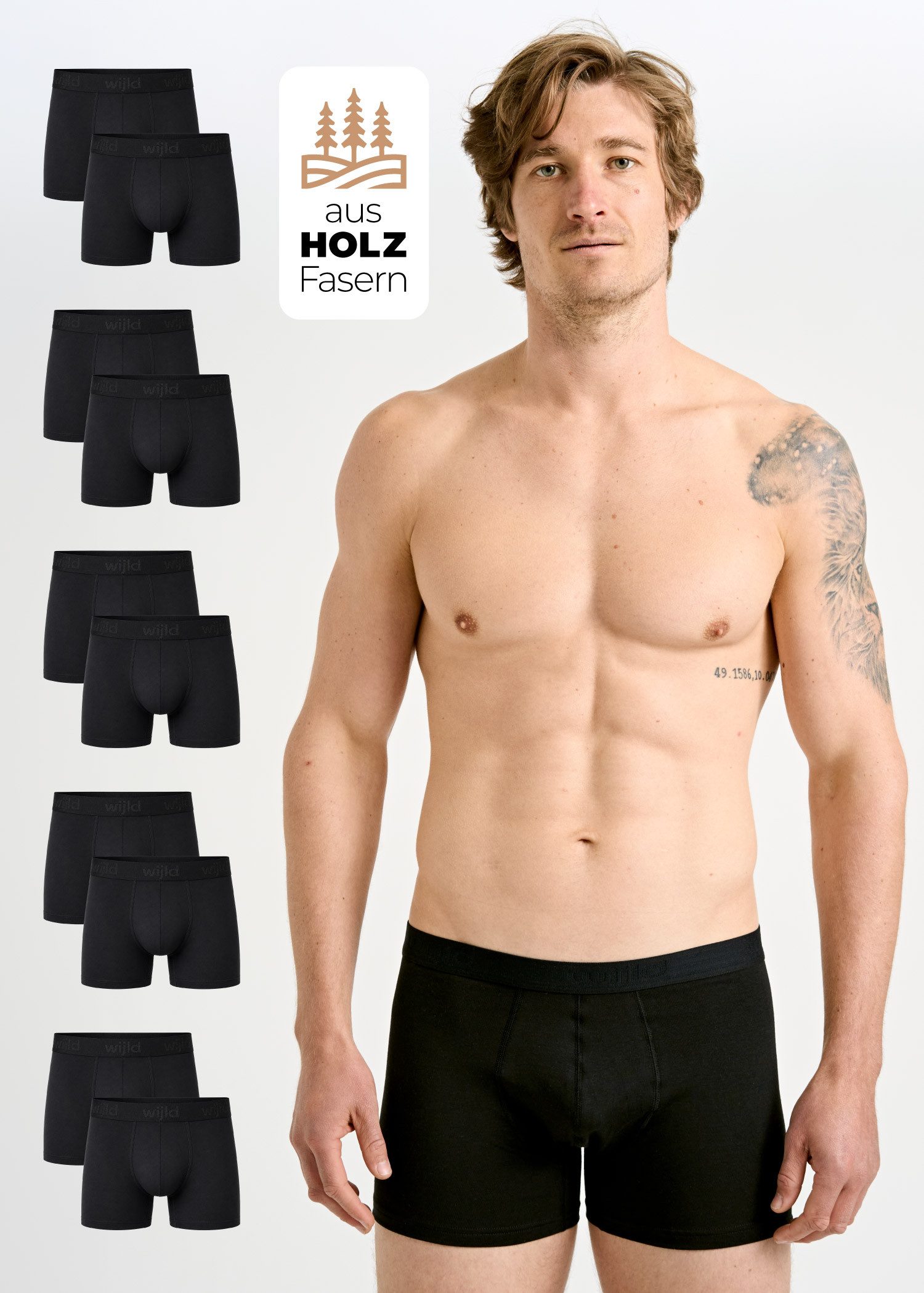 wijld GmbH Boxershorts BOXERSHORTS AUS HOLZ (10er-Pack)- MANNY BLACK
