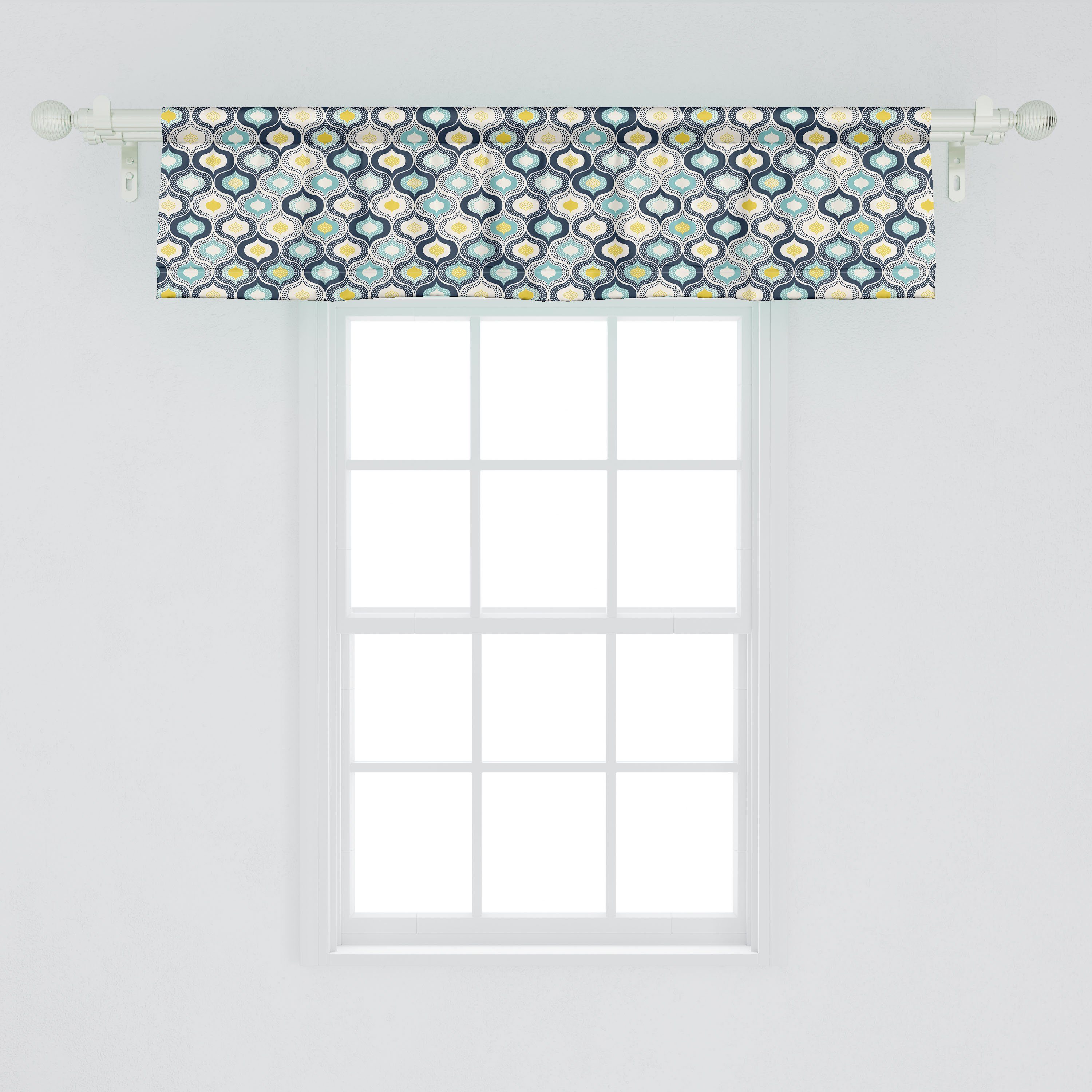 Scheibengardine Vorhang Volant für Küche Art Dots Stangentasche, Modern mit Morrocan Schlafzimmer Microfaser, Dekor Abakuhaus, Kunst