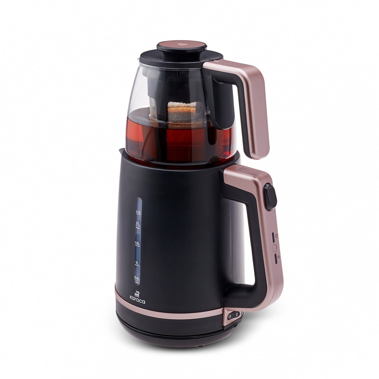 Wasser-/Teekocher Karaca Maxi Tea XL 2in1 Teekocher Wasserkocher Roseberry, 1700W