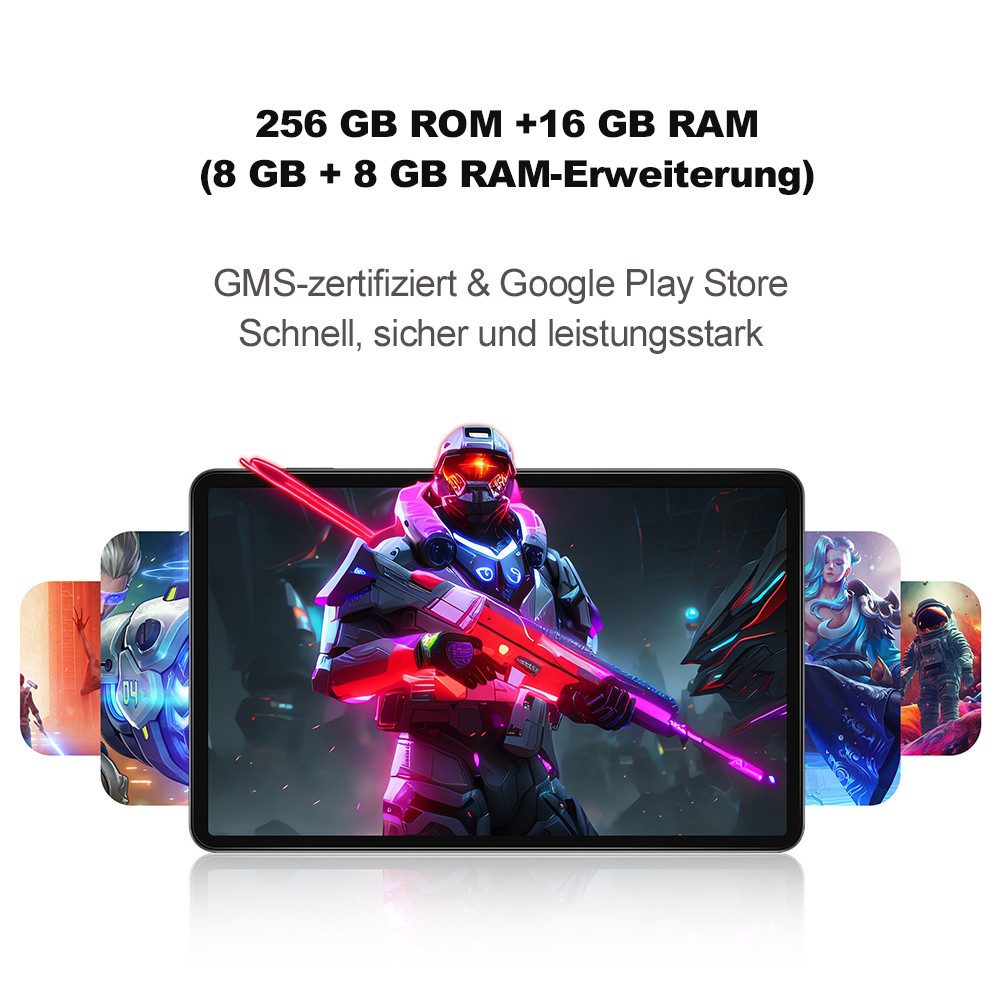 VASOUN TAB 16 Tablet,12 Zoll, Android Tablet,256 GB, 5G WiFi Tablet Tablet (12-Zoll-Tablet", 256 GB, (16(8+8)GB RAM,13MP Kamera,8000mAh) grau