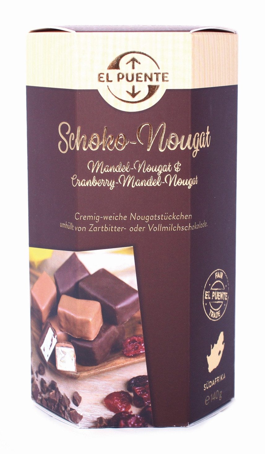 El Puente Knabberei Schoko-Mandel-Nougat & Cranberry-Mandel-Nougat, Fair Trade, Fair Trade
