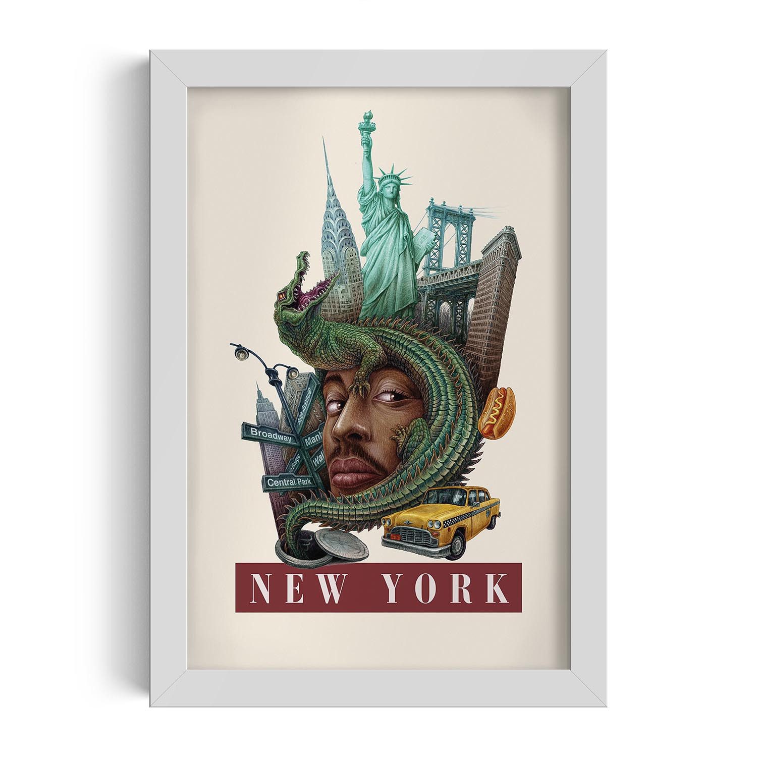 Tulup Bild mit Rahmen New York Wandkunst im Rahmen, Gerahmtes Bild