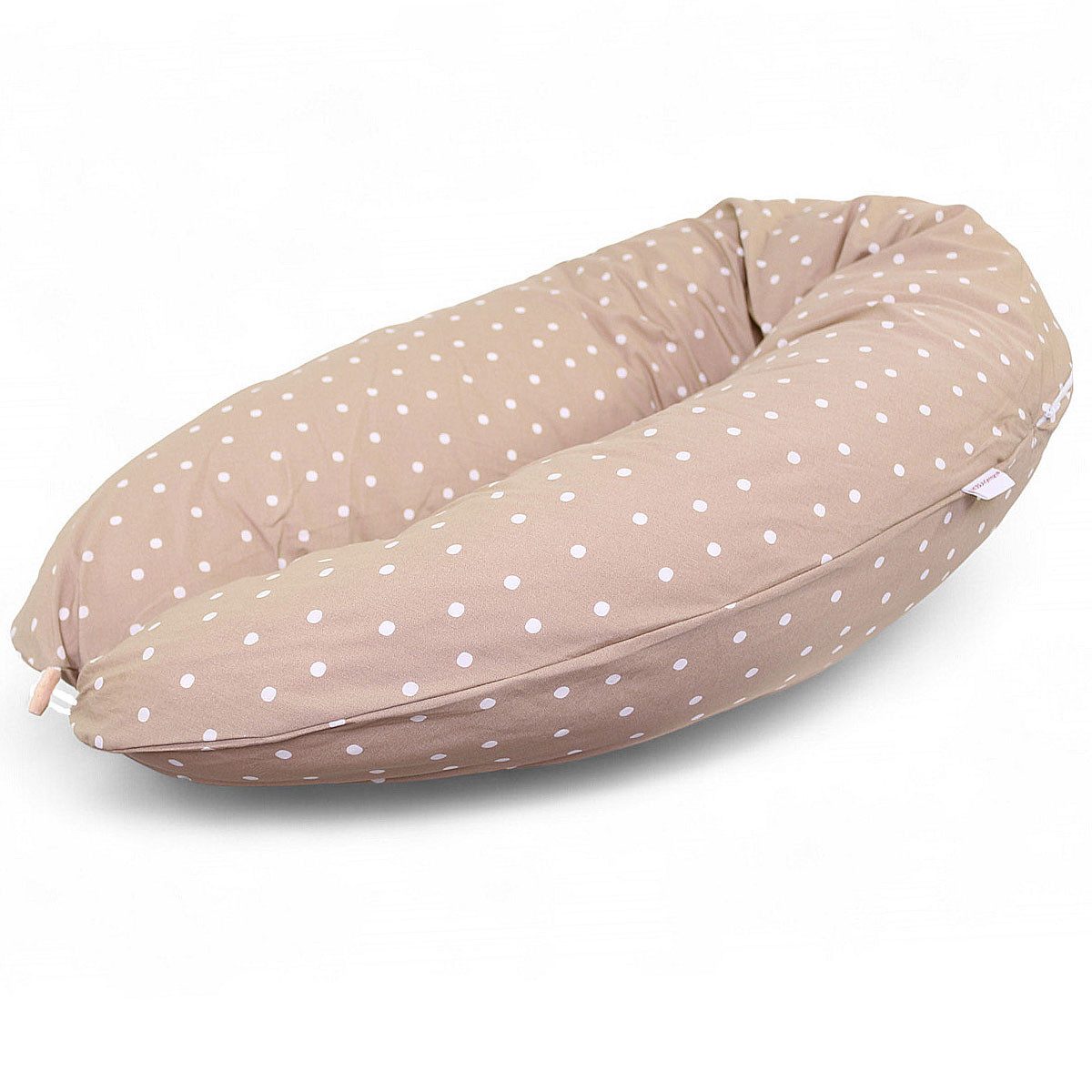 HOBEA-Germany Подушки для кормления Lagerungskissen Schwangerschaftskissen Punkte beige, BIO-Baumwolle - XXL 190cm - Babynest mit Holzknopf - komplett waschbar