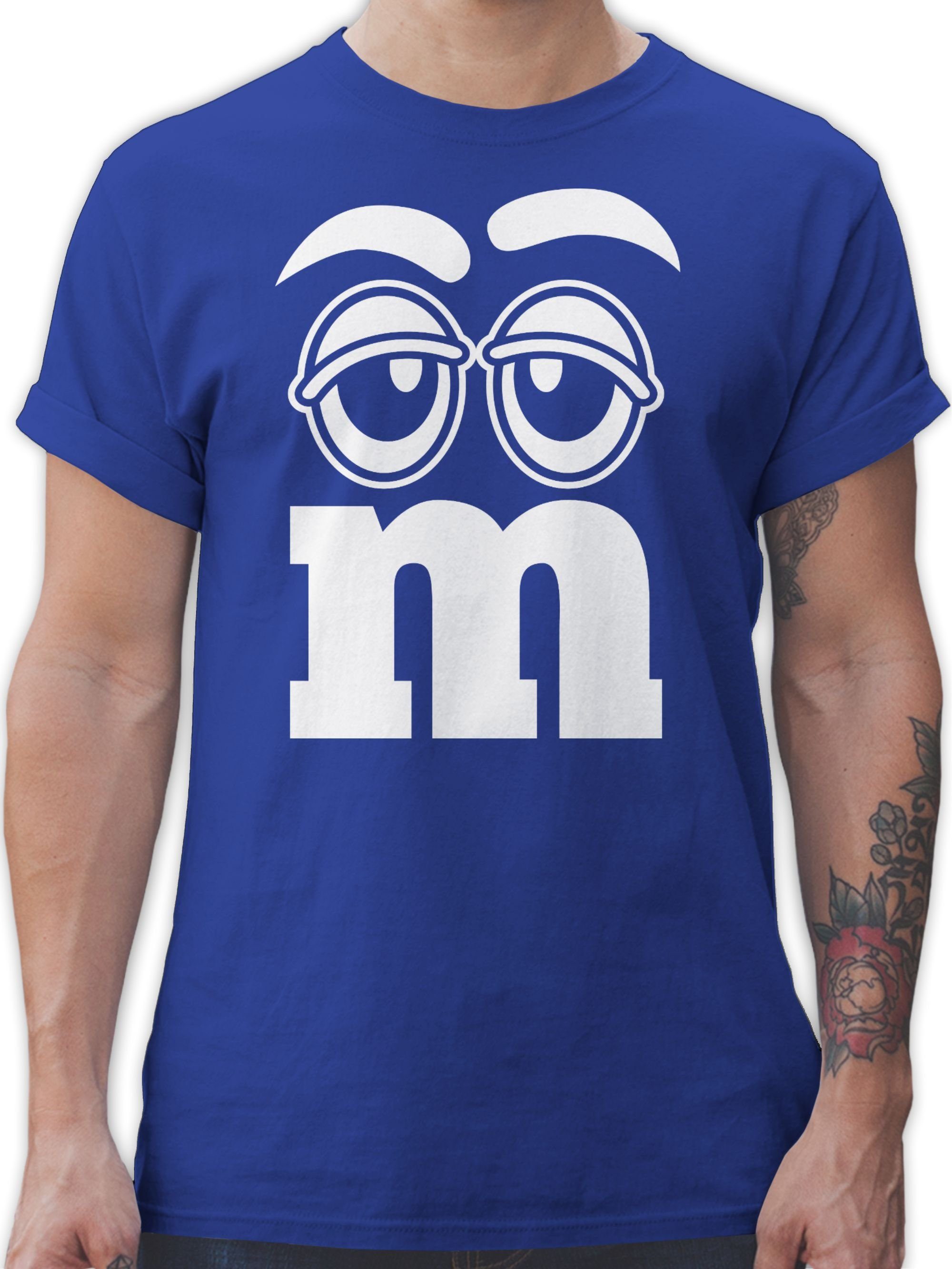 Shirtracer T-Shirt Faschingskostüm M&M Gesicht Gruppen Royalblau Aufdruck Karneval Fasching & 03