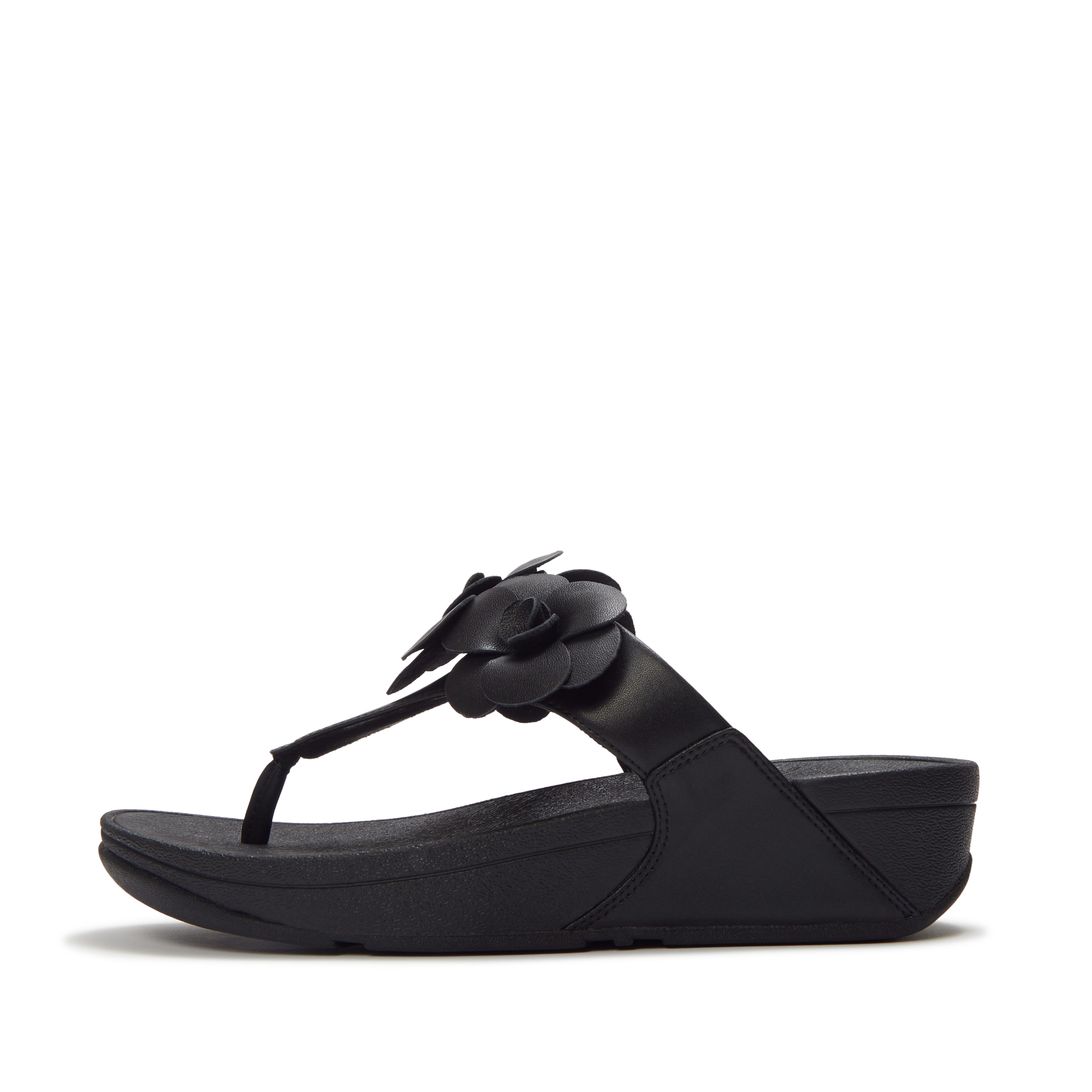 Fitflop LULU FLOWER TOE-POST SANDALS Dianette Keilabsatz, Zehentrenner, Sommerschuh mit modischer Blütenverzierung