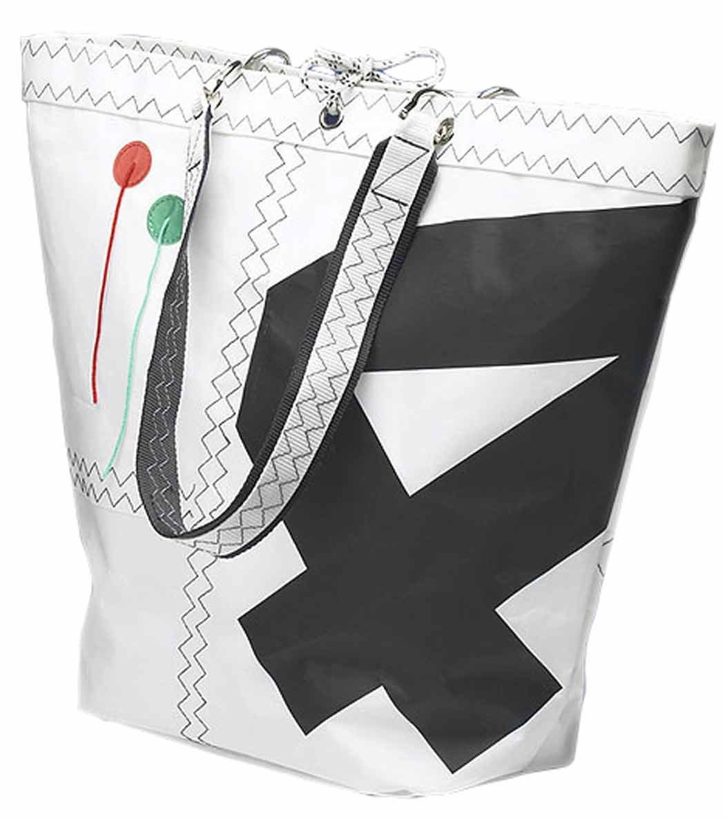 Shopping Einkaufstasche, Marine Trend / Girl Sea Bag Weiß aus Einkaufsshopper Segeltuch, Schwarz