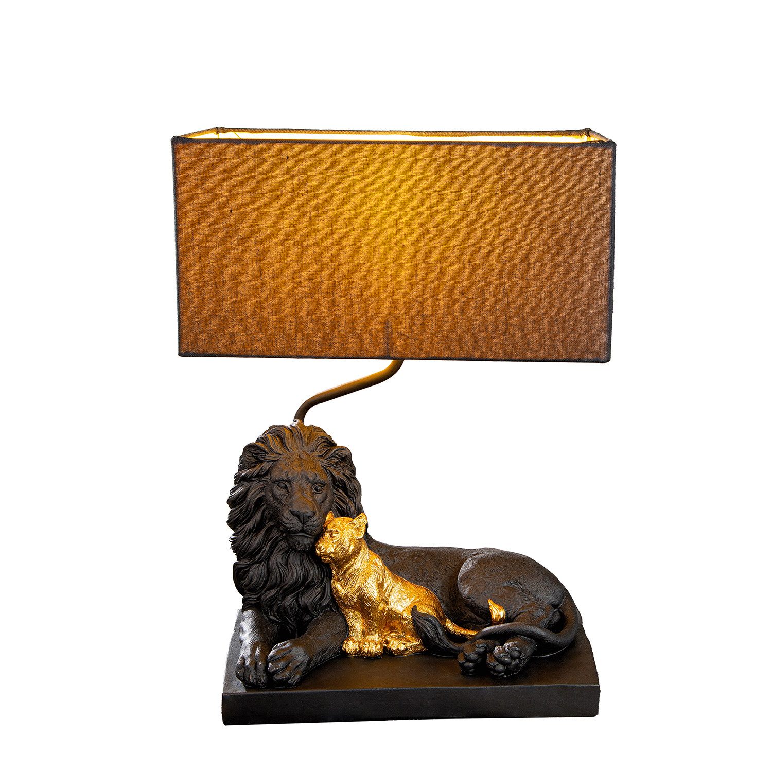 GILDE Tischleuchte LIONHEART Leuchte - schwarz - Kunstharz - Höhe 45,5cm x Breite 32cm, Tischlampe - Schreibtischlampe - Nachttischlampe
