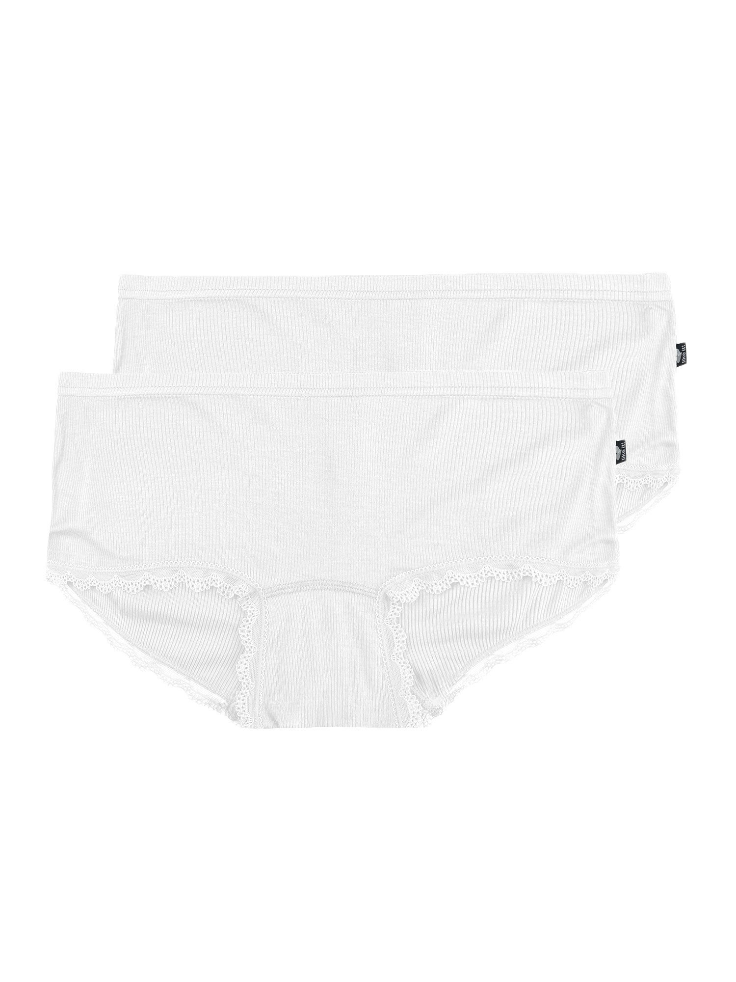 like it! Panty 2er Pack Panty Jessy (Packung, 2-St) Beinabschlüsse mit zarter Spitze, feine Rippenstruktur