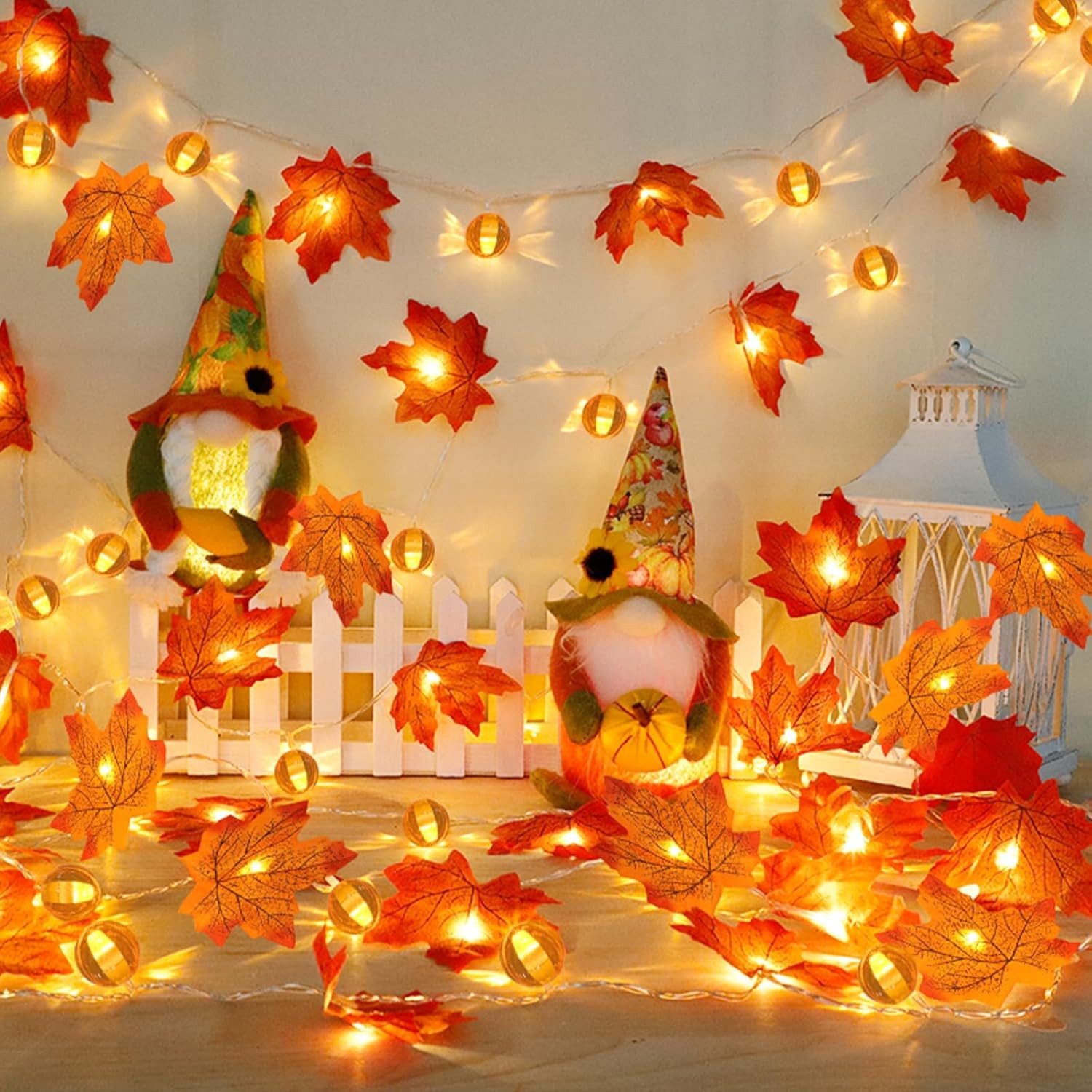 Coonoor LED-Lichterkette 3M 20LED Halloween Deko Herbst Ahornblatt Girlande Lichterkette, für Halloween Theme Erntedankfest Weihnachtsfeiern – Bild 5 von 5