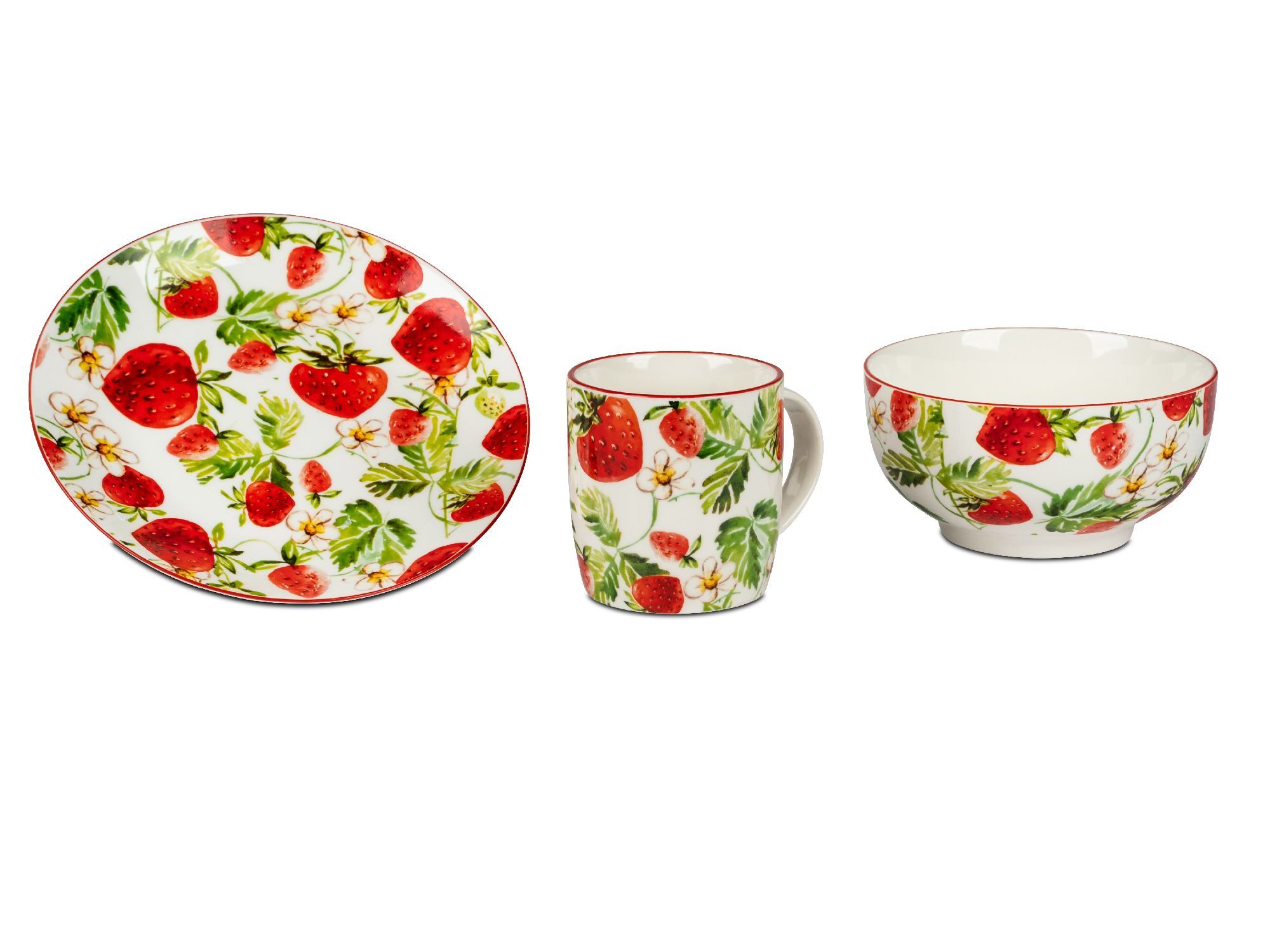 formano Tasse Strawberrys, Porzellan, Erdbeermotiv, Weiß, Erdbeeren, H: 9.5cm