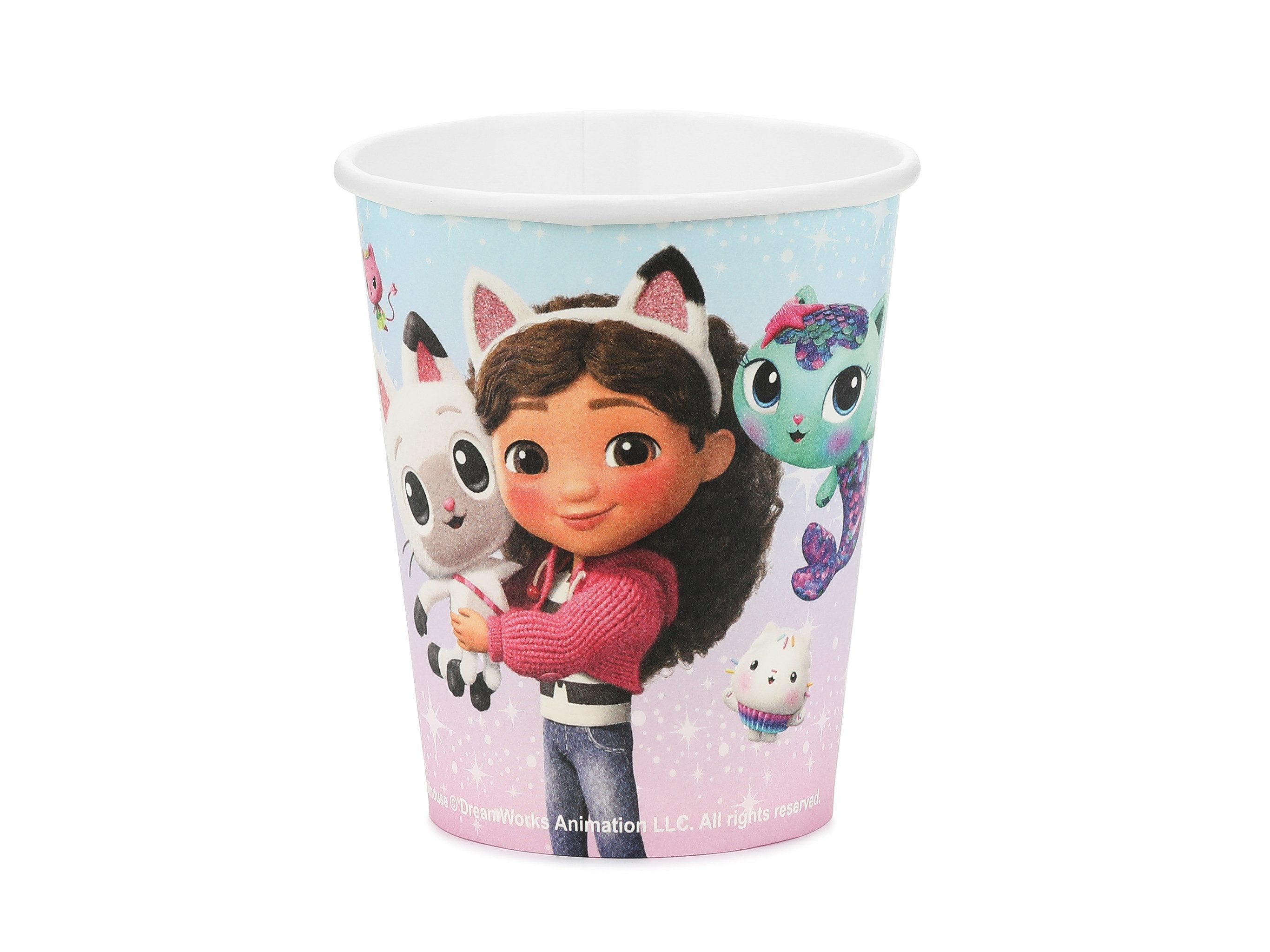partydeco Becher, Papier, Pappbecher 250ml Gabby's Dollhouse The Movie 6er Set Rosa / Türkis