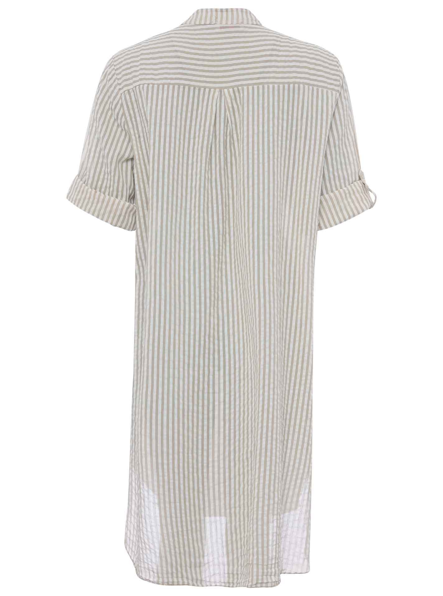 Zwillingsherz Longbluse "Kida" One Size, Streifen, Knopfleiste, Brusttaschen, 3/4-Arm