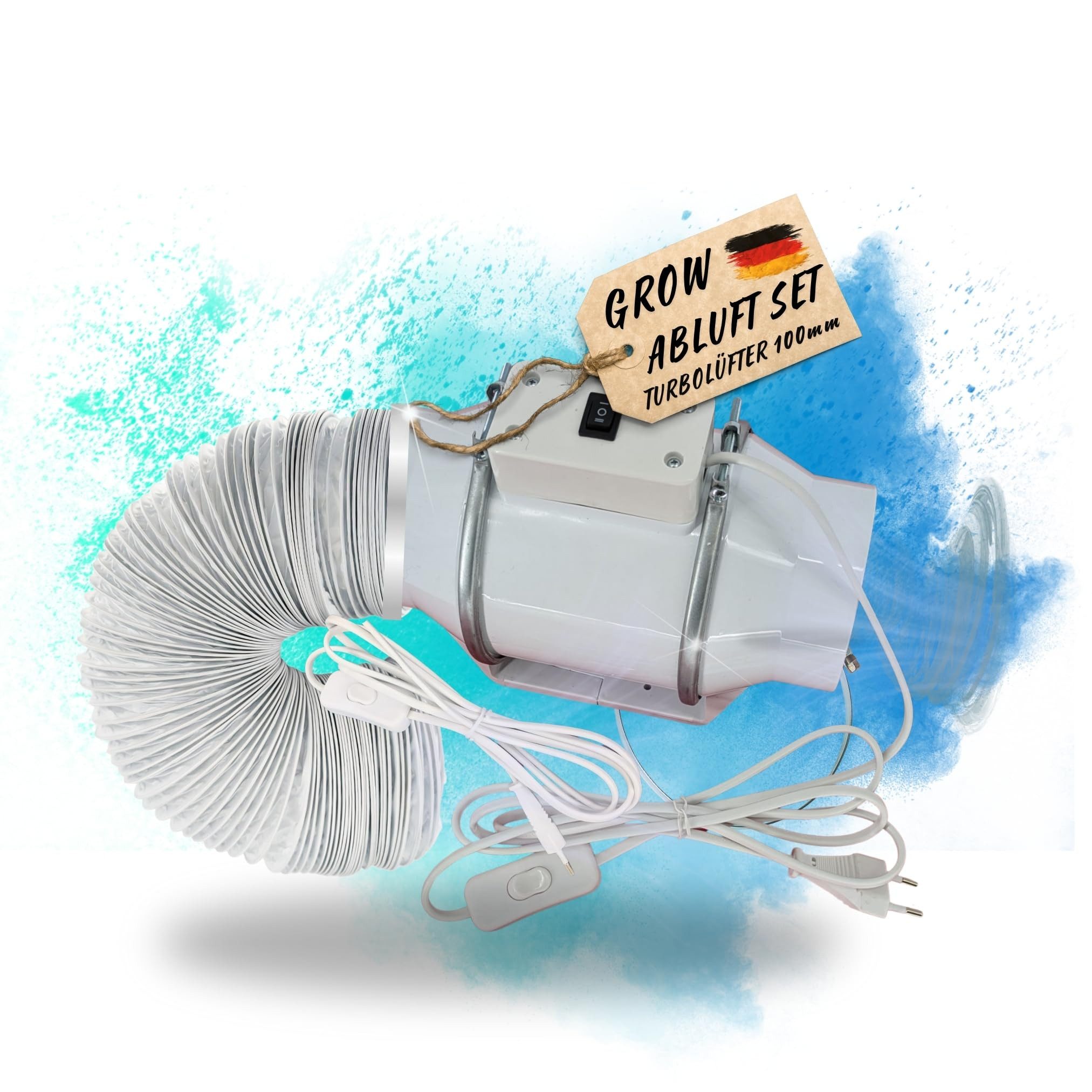TronicXL Turboventilator Turbo Abluft Set Grow 100mm leise Belüftungsset für Growbox Lüfter, kompatibel mit Homebox Growzelt Growschrank