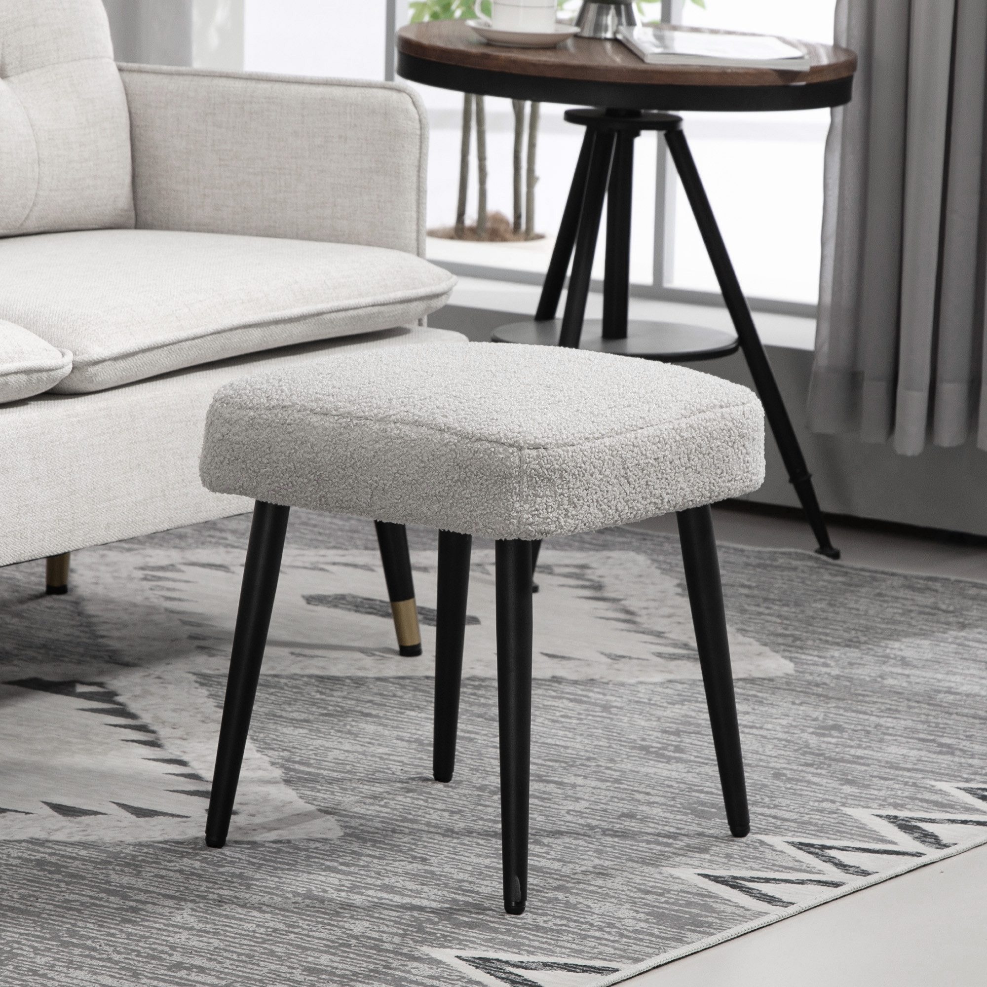 HOMCOM Fußhocker Schminkhocker Fußstütze mit Kaschmir-Optik (Hocker, 1 St., günstig online kaufen