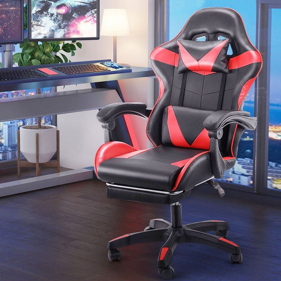 oyajia Gaming Chair Bürostuhl Ergonomischer Gaming Stuhl mit Lordosenstütze  Computerstuhl, Verstellbare Lendenkissen, Kopfkissen, PC-Stuhl mit  Höhenverstellbar