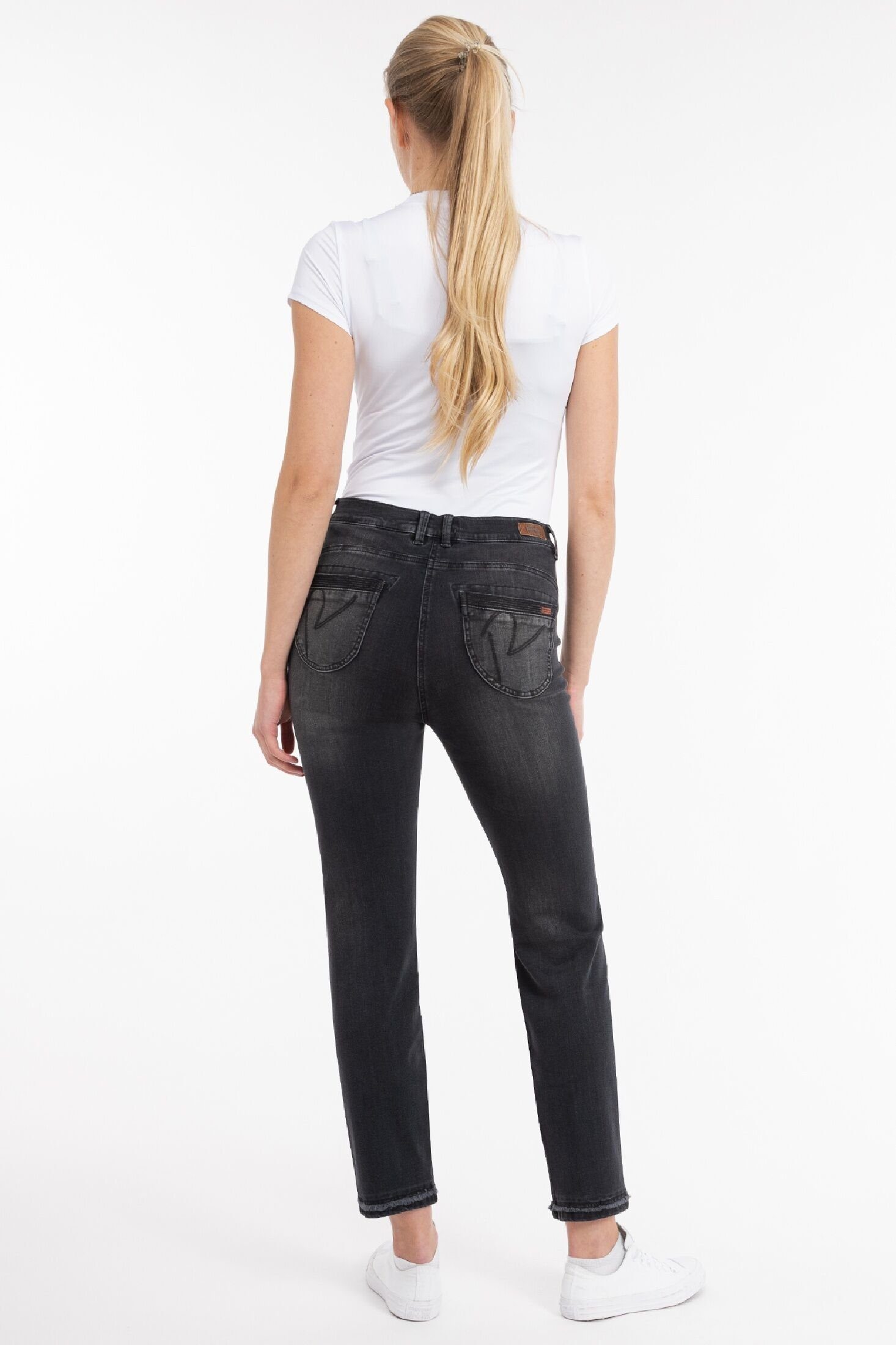 Slim-fit-Jeans Stickereien BLACK Kontrastfarbige Recover ALEXA Pants