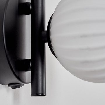 hofstein Wandleuchte Wandlampe aus Metall/Riffelglas in Schwarz/Weiß, ohne Leuchtmittel, Leuchte mit Glasschirm, An/-Auschalter, 1xG9, ohne Leuchtmittel